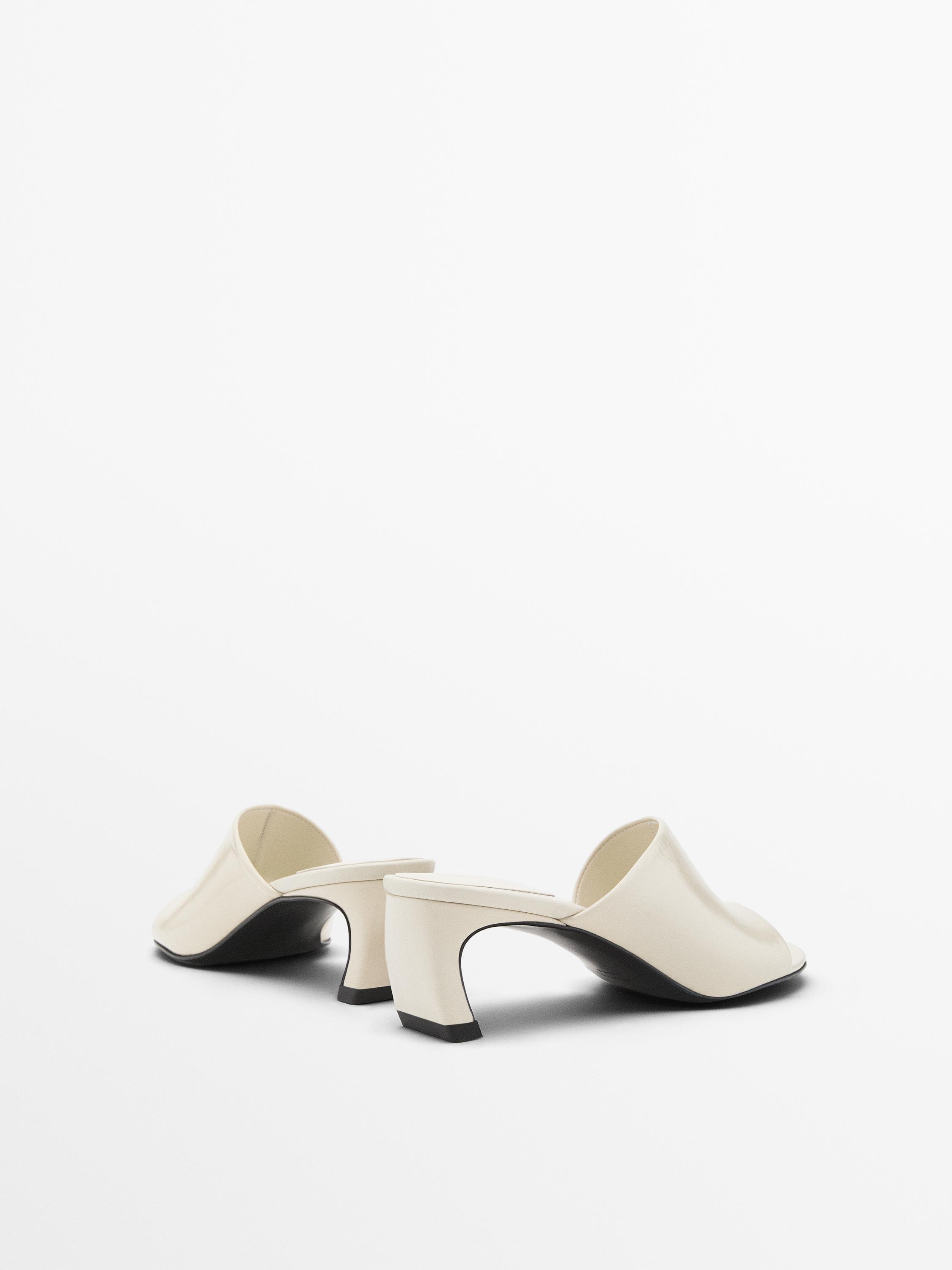 Leather high-heel slider shoes