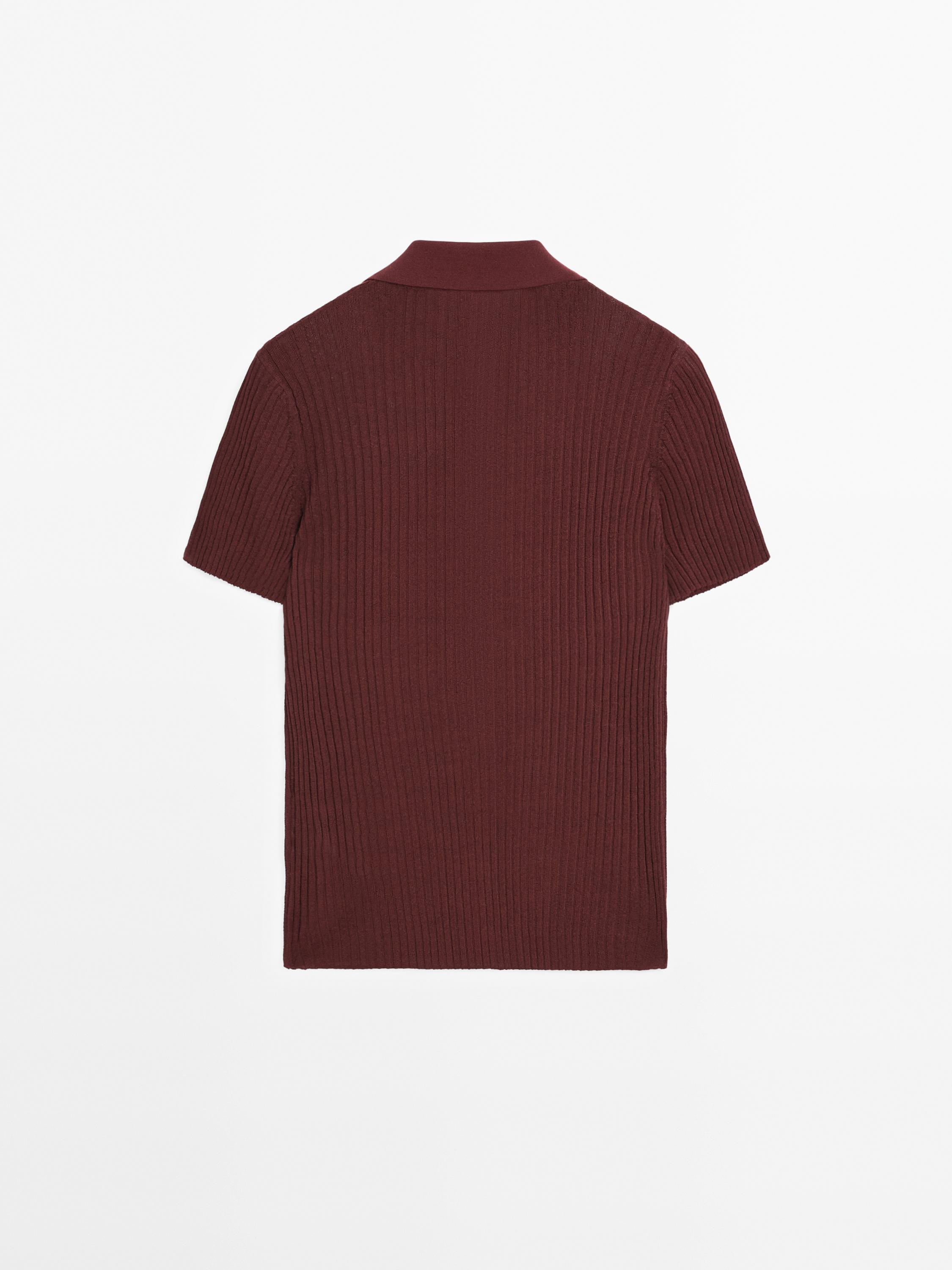 Knit cotton blend polo sweater