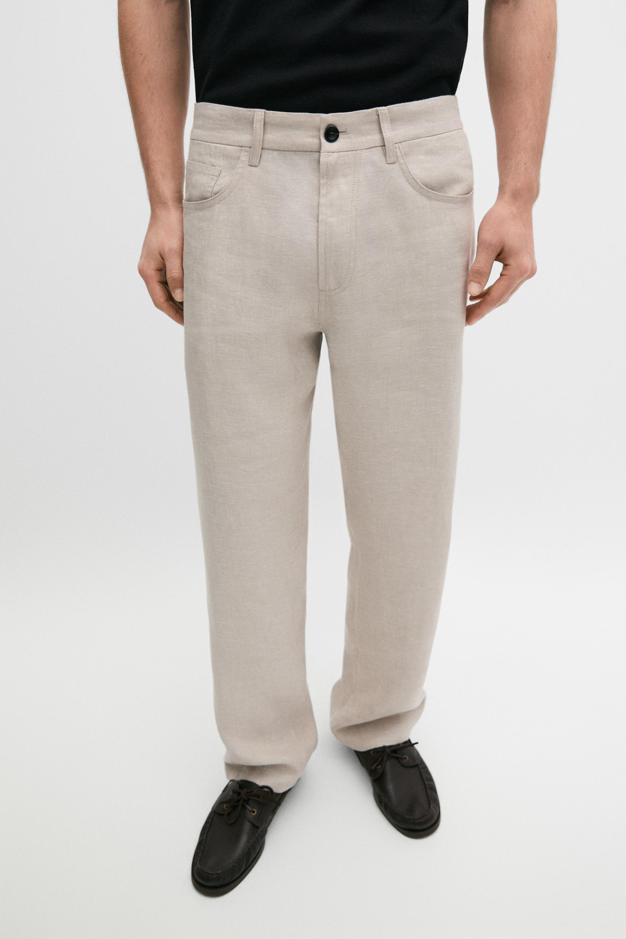 Wide-leg linen trousers — SAND