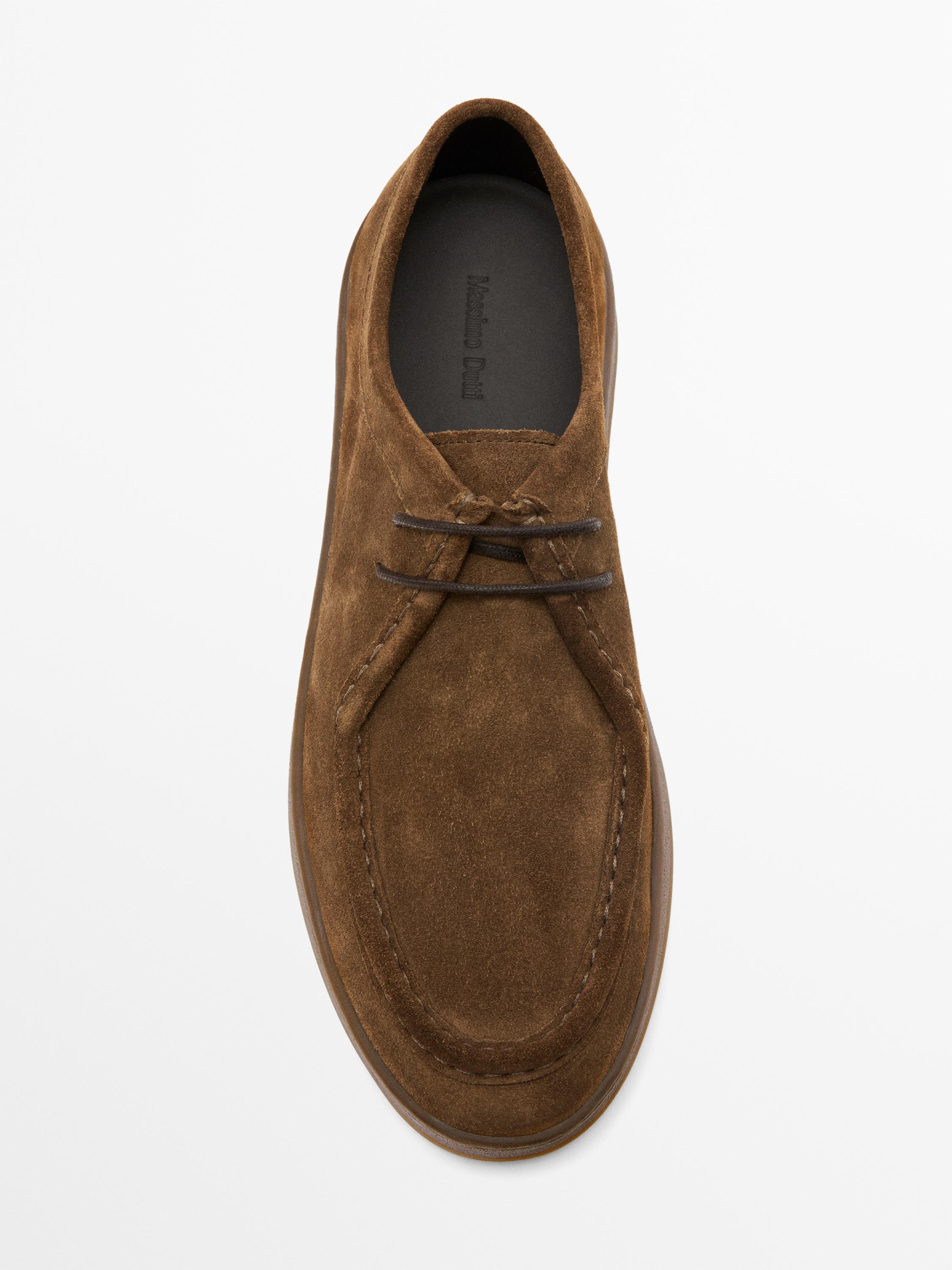 Leather shoes with moc toe and chunky sole — BROWN (alternate view)