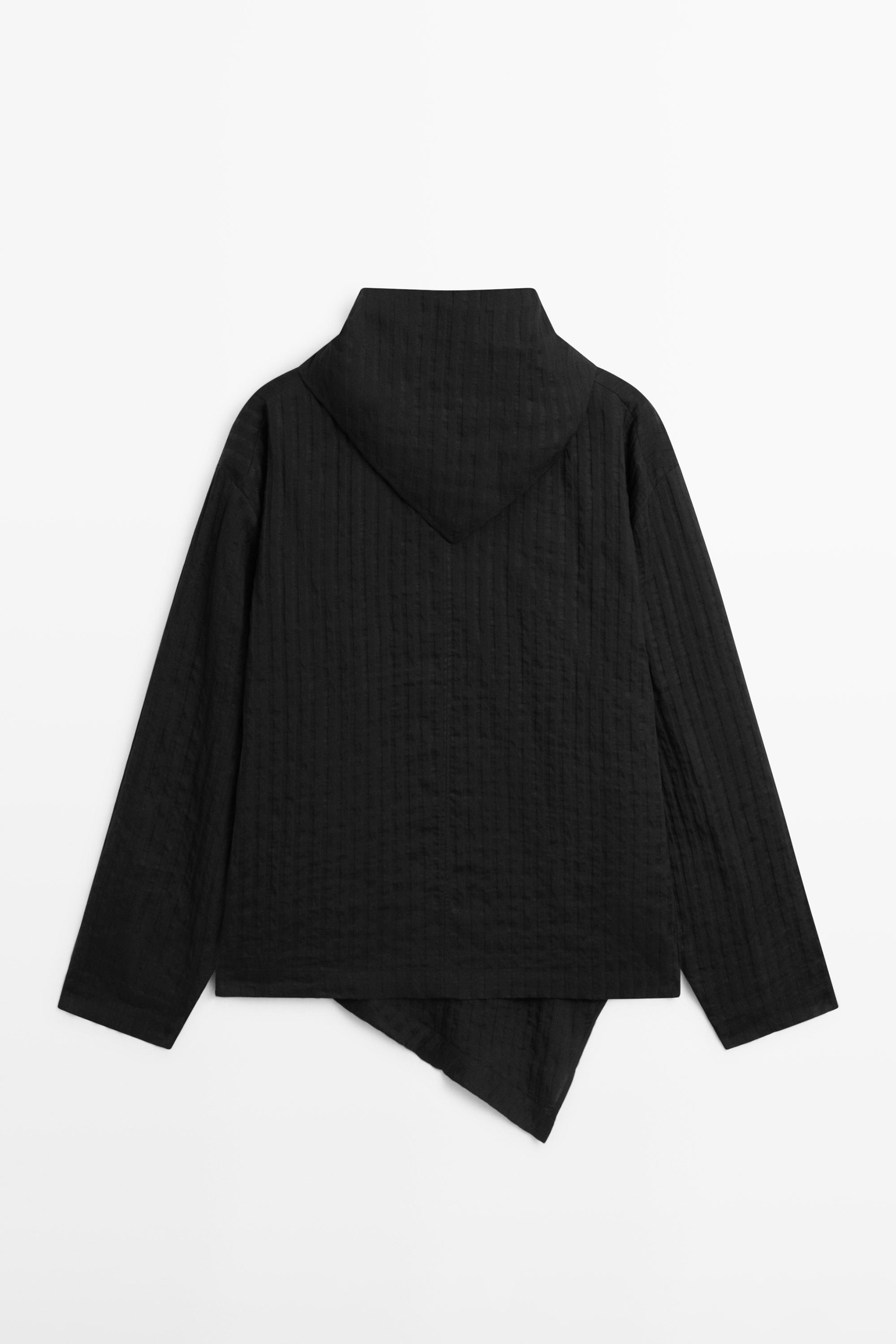 Striped flowing shirt with scarf detail — BLACK