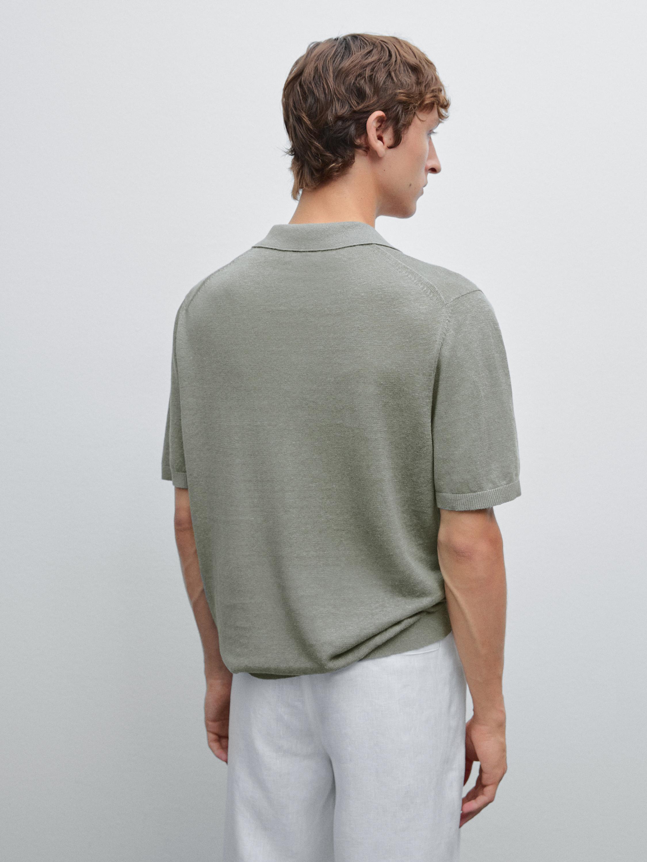 100% linen knit polo shirt