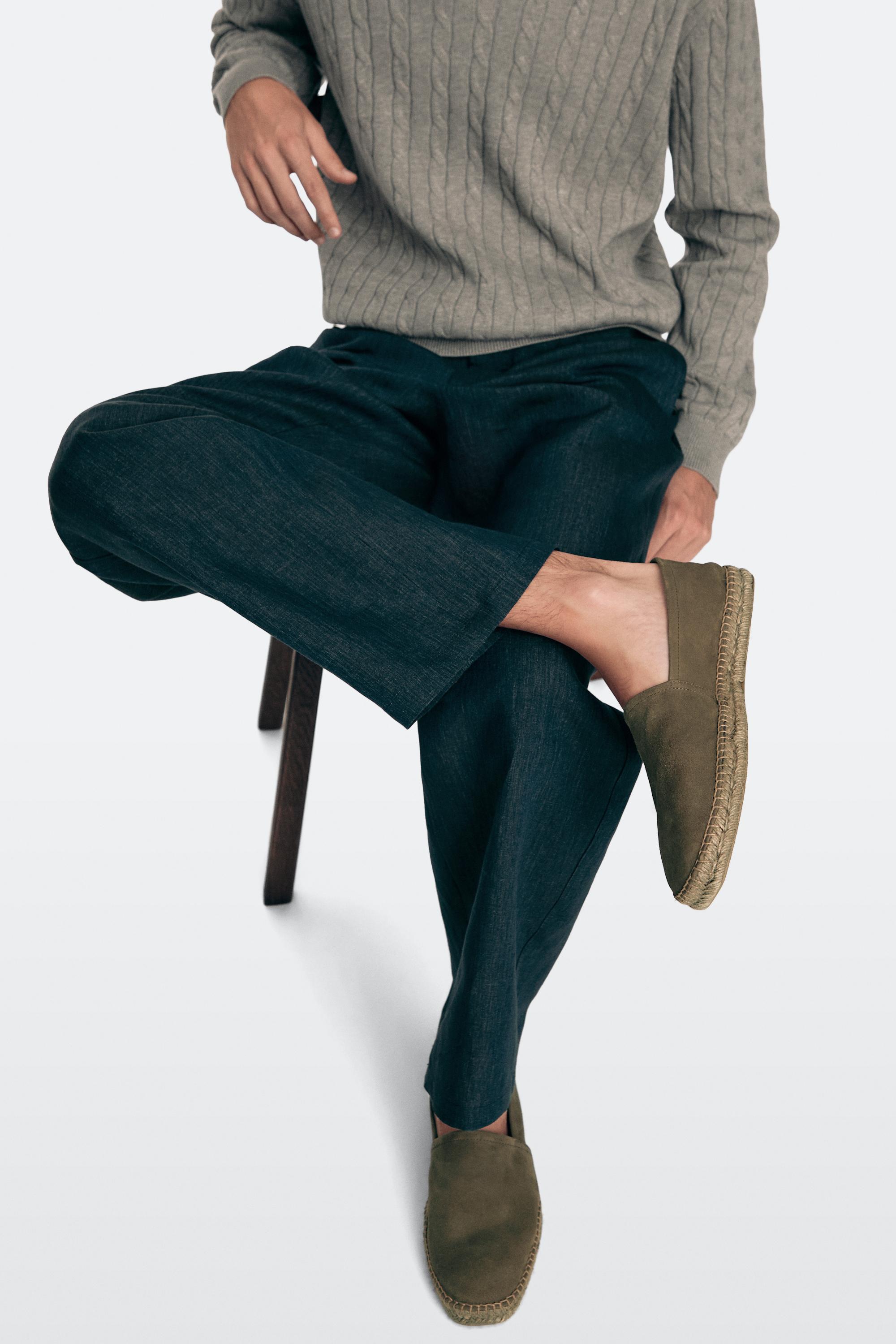 Leather espadrilles — KHAKI
