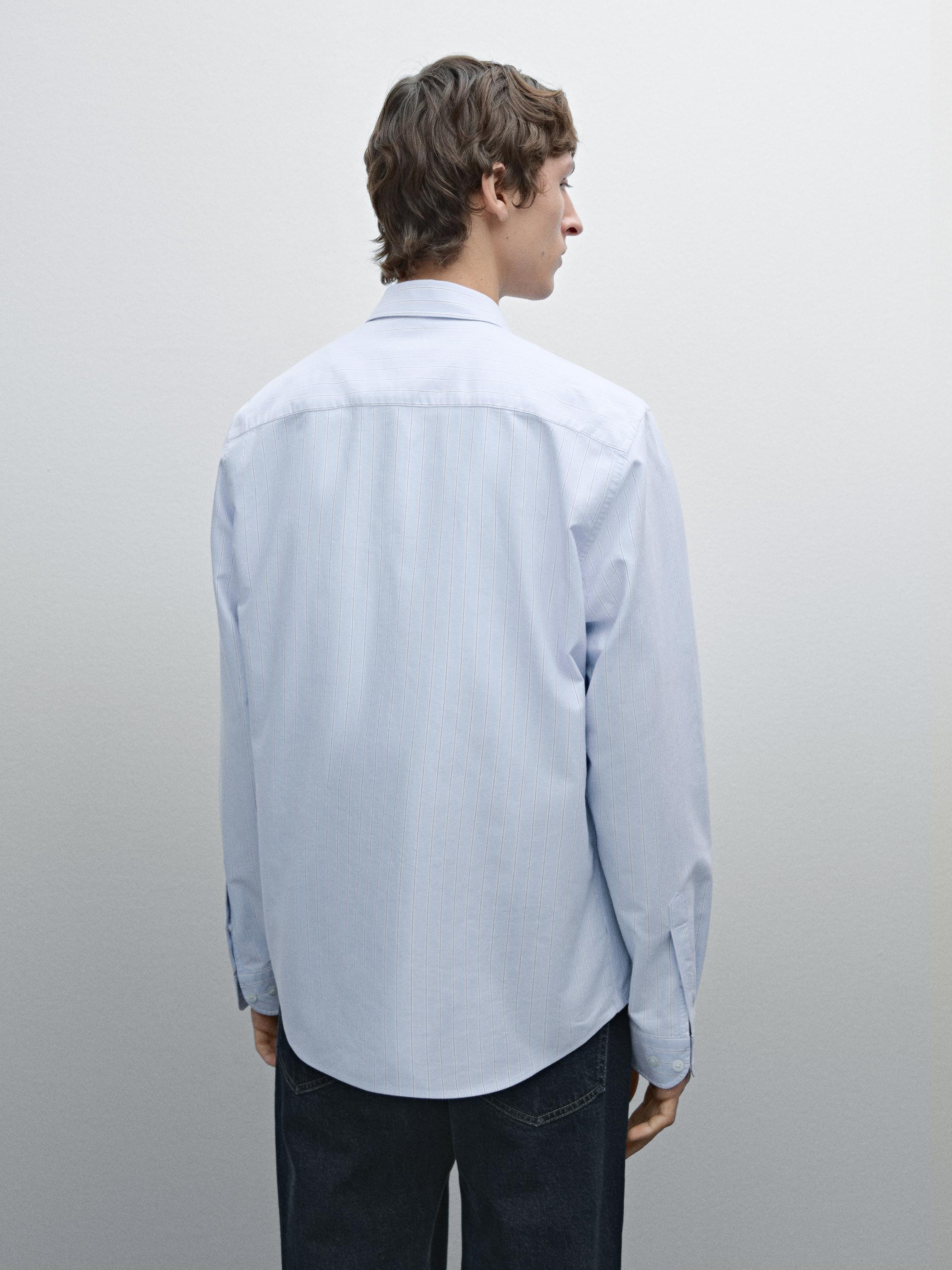 100% cotton striped Oxford shirt