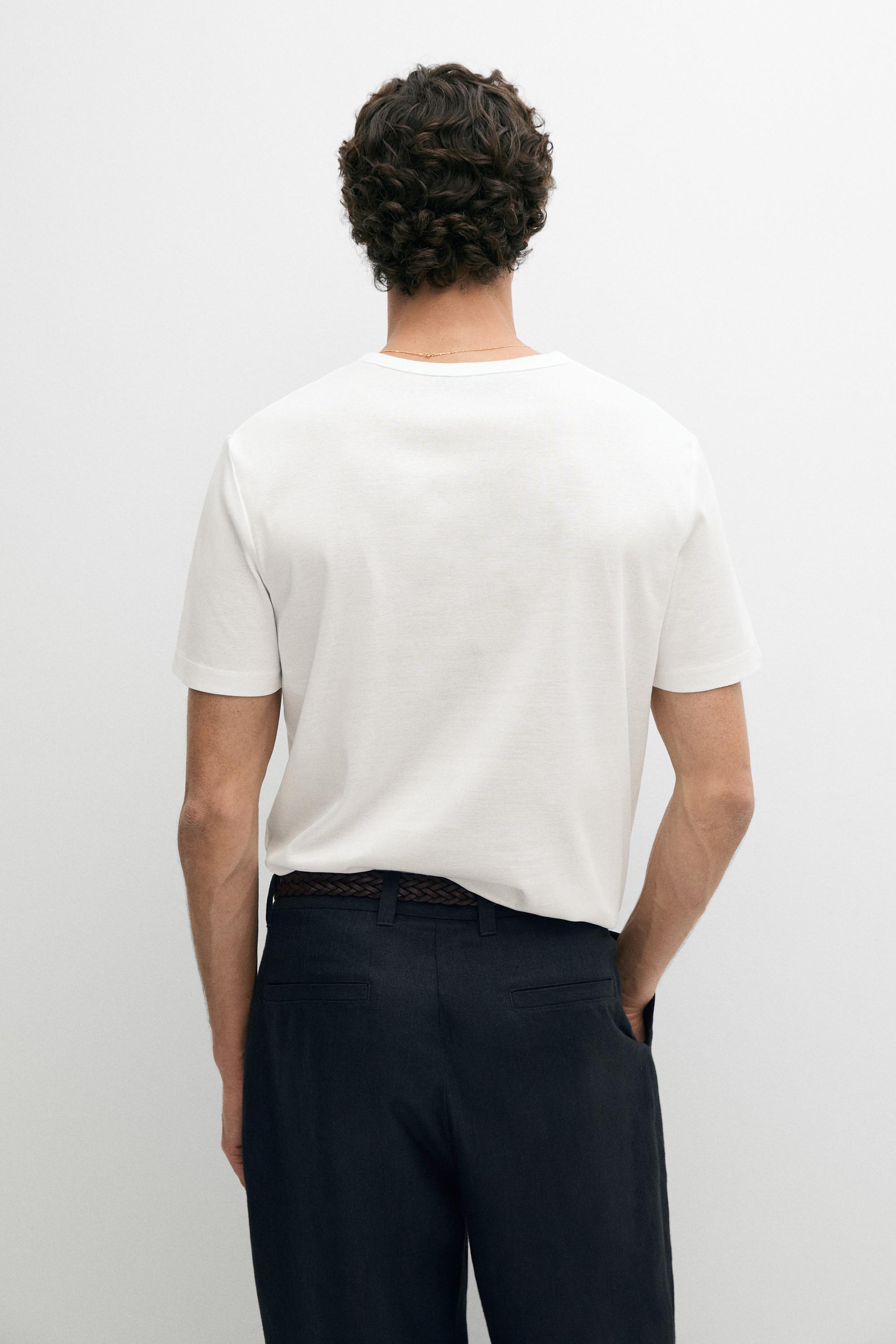 100% cotton henley T-shirt — Off white