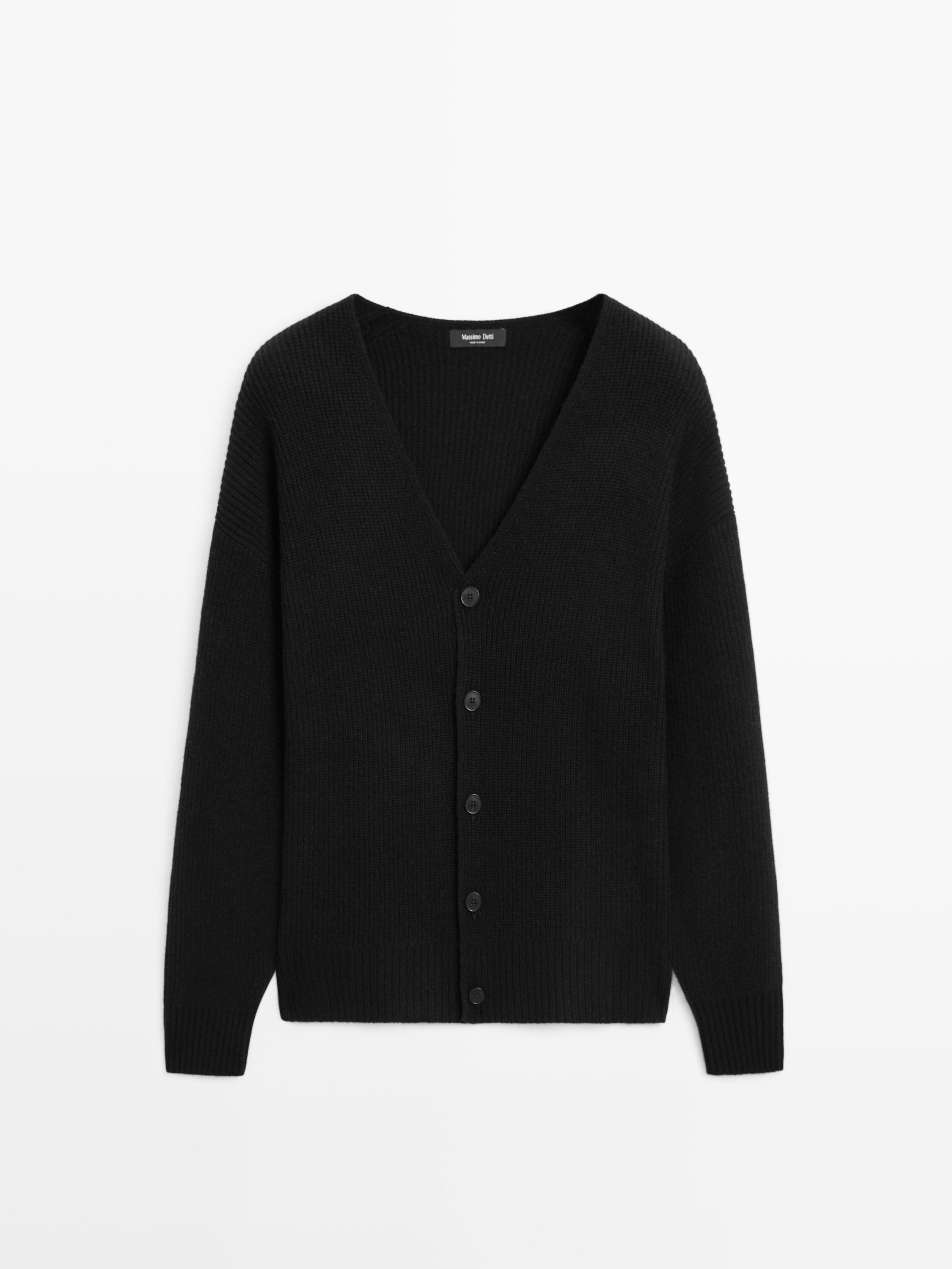 Wool blend knit cardigan