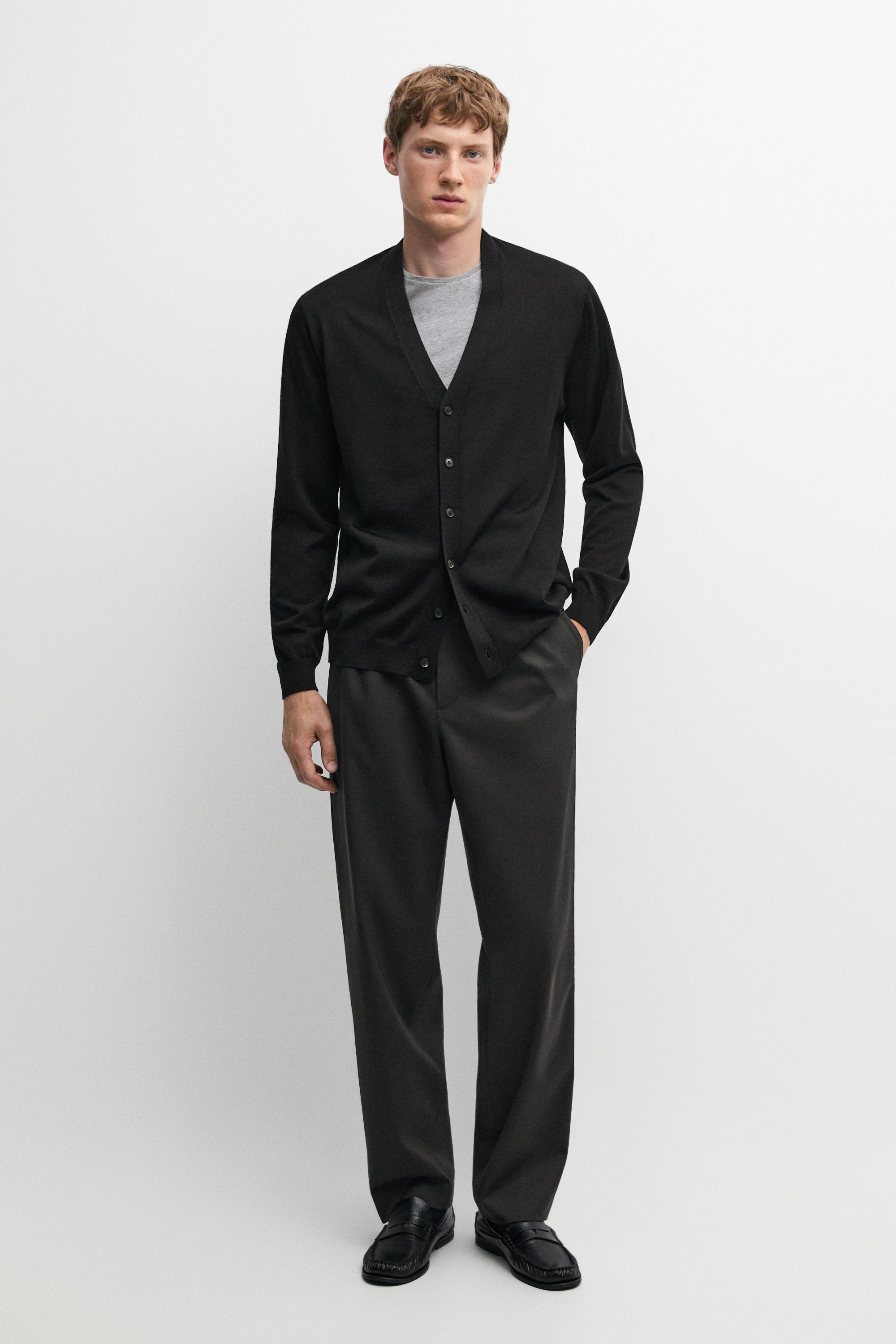 Merino wool button-up cardigan