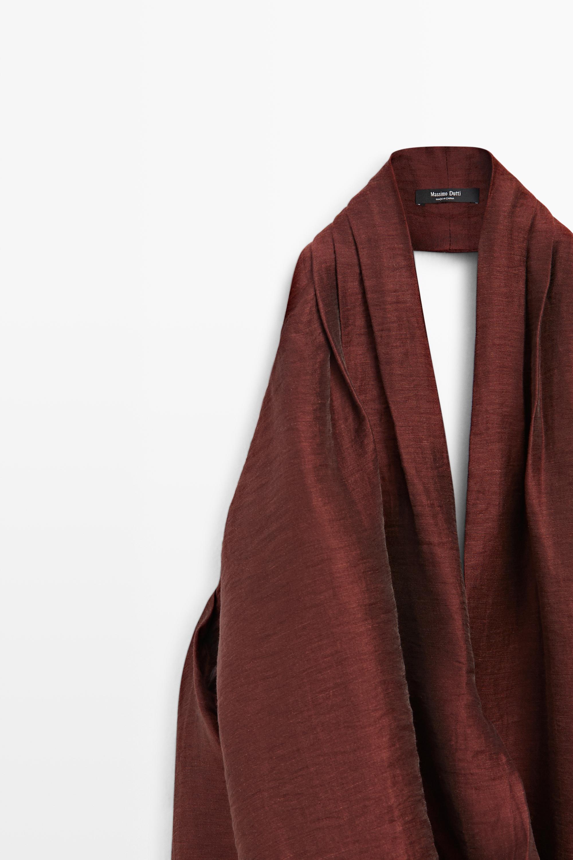 Flowing draped halter neck jumpsuit — BURGUNDY