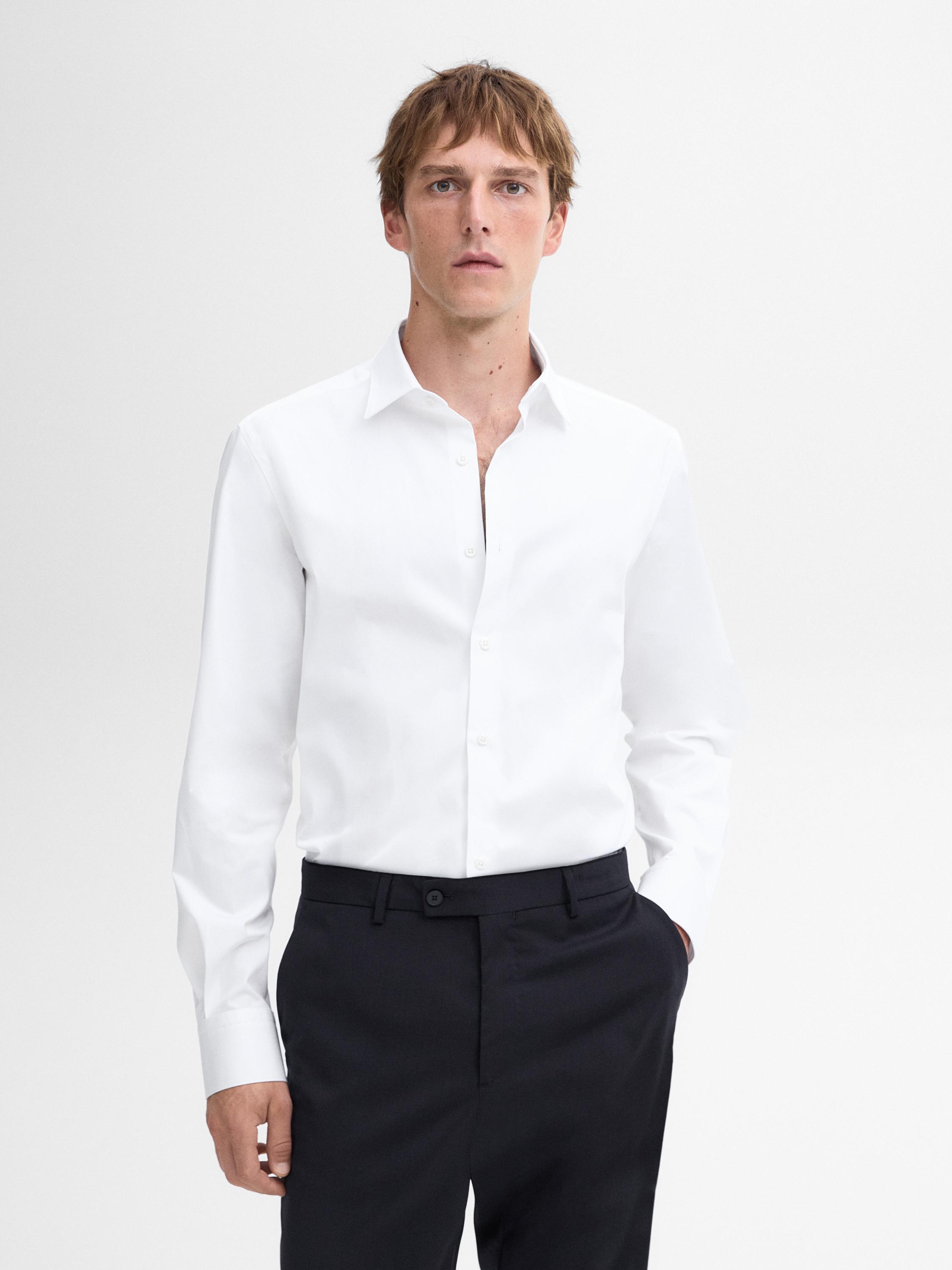Slim fit 100% cotton poplin shirt