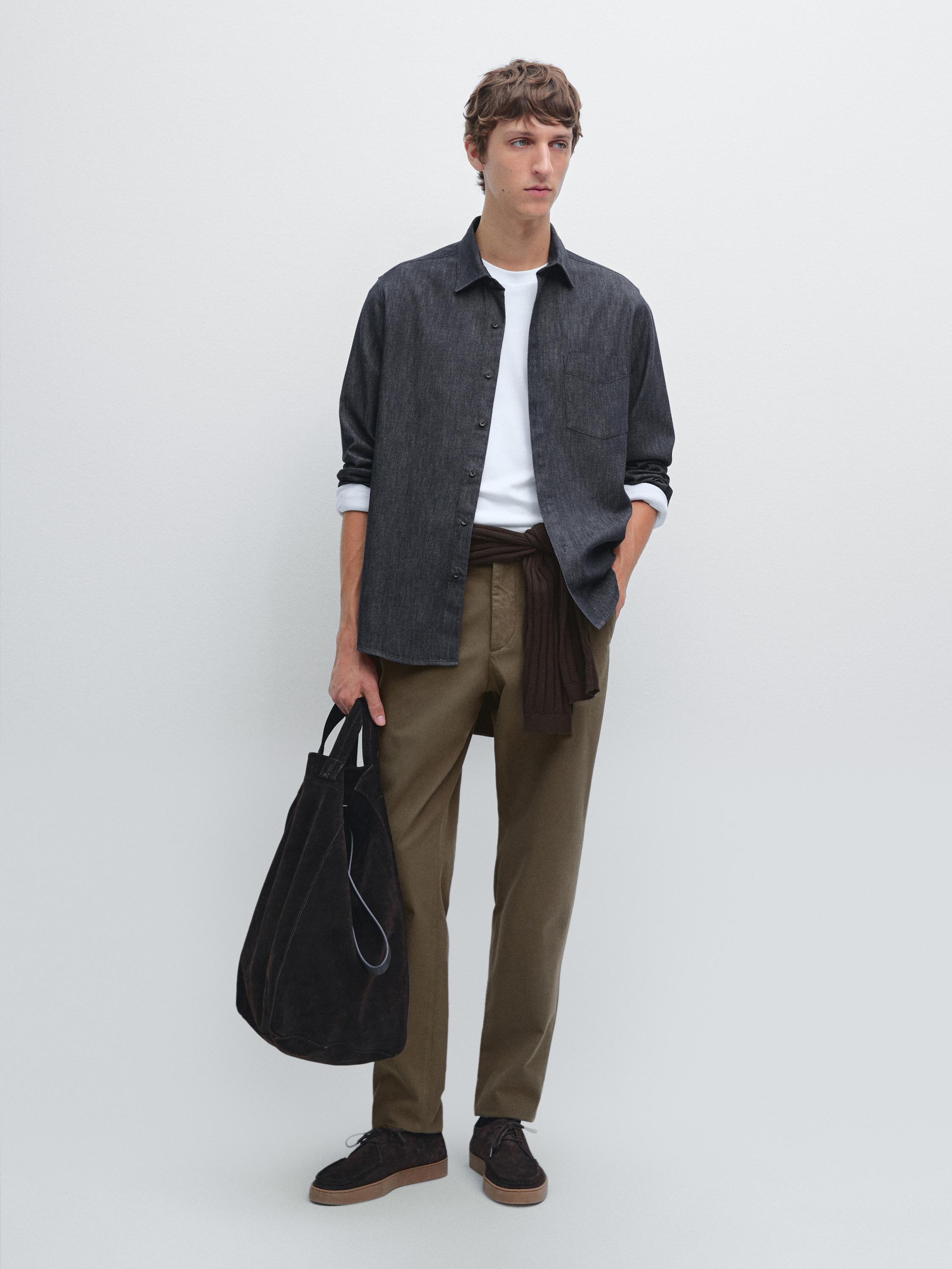 Slim fit textured trousers