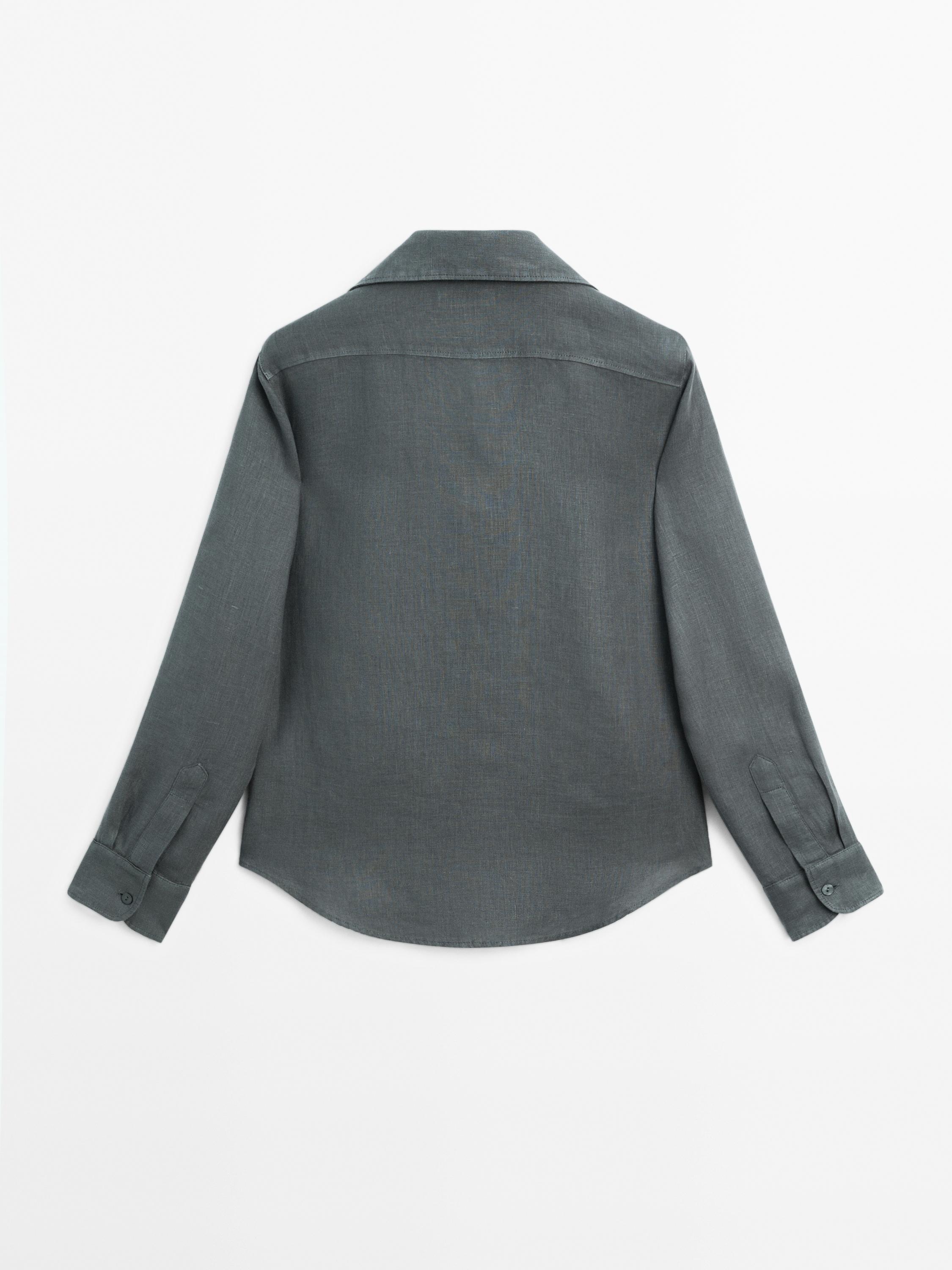 Camisa cuello abierto 100% lino