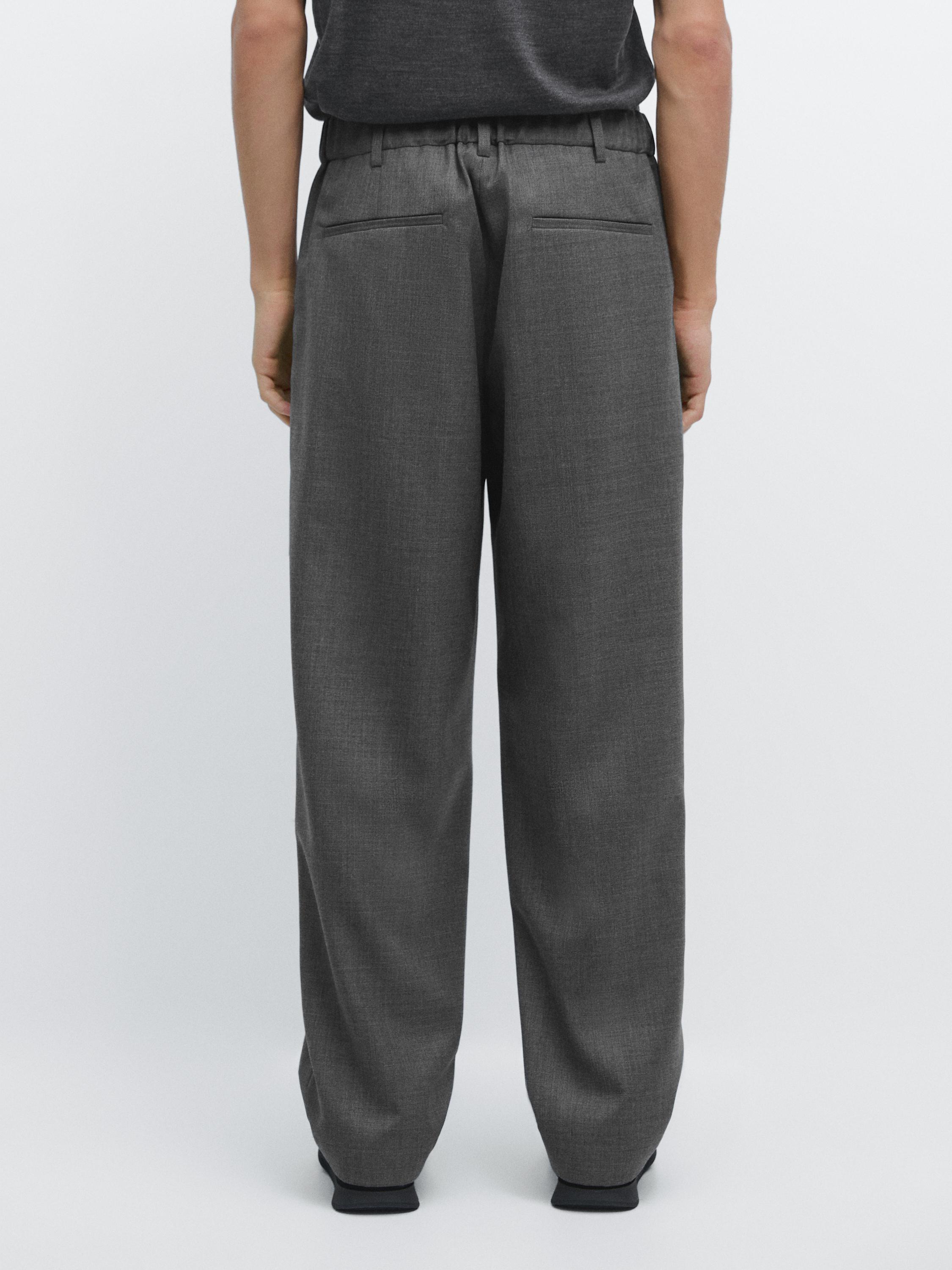 Relaxed fit darted cool wool blend trousers — GREY