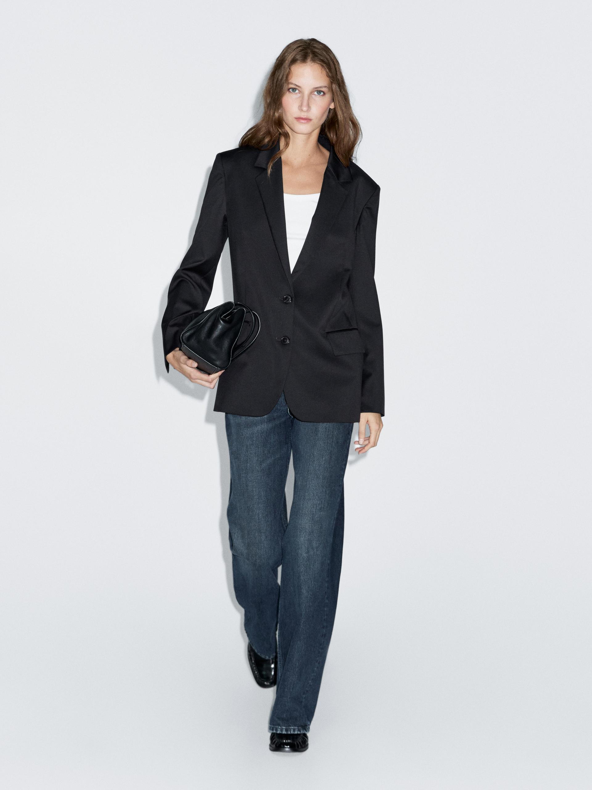 Blazer A Due Bottoni 100% Tessuto Sottilissimo - Blu Marino - 34 (It 38) - Massimo Dutti - Femminile