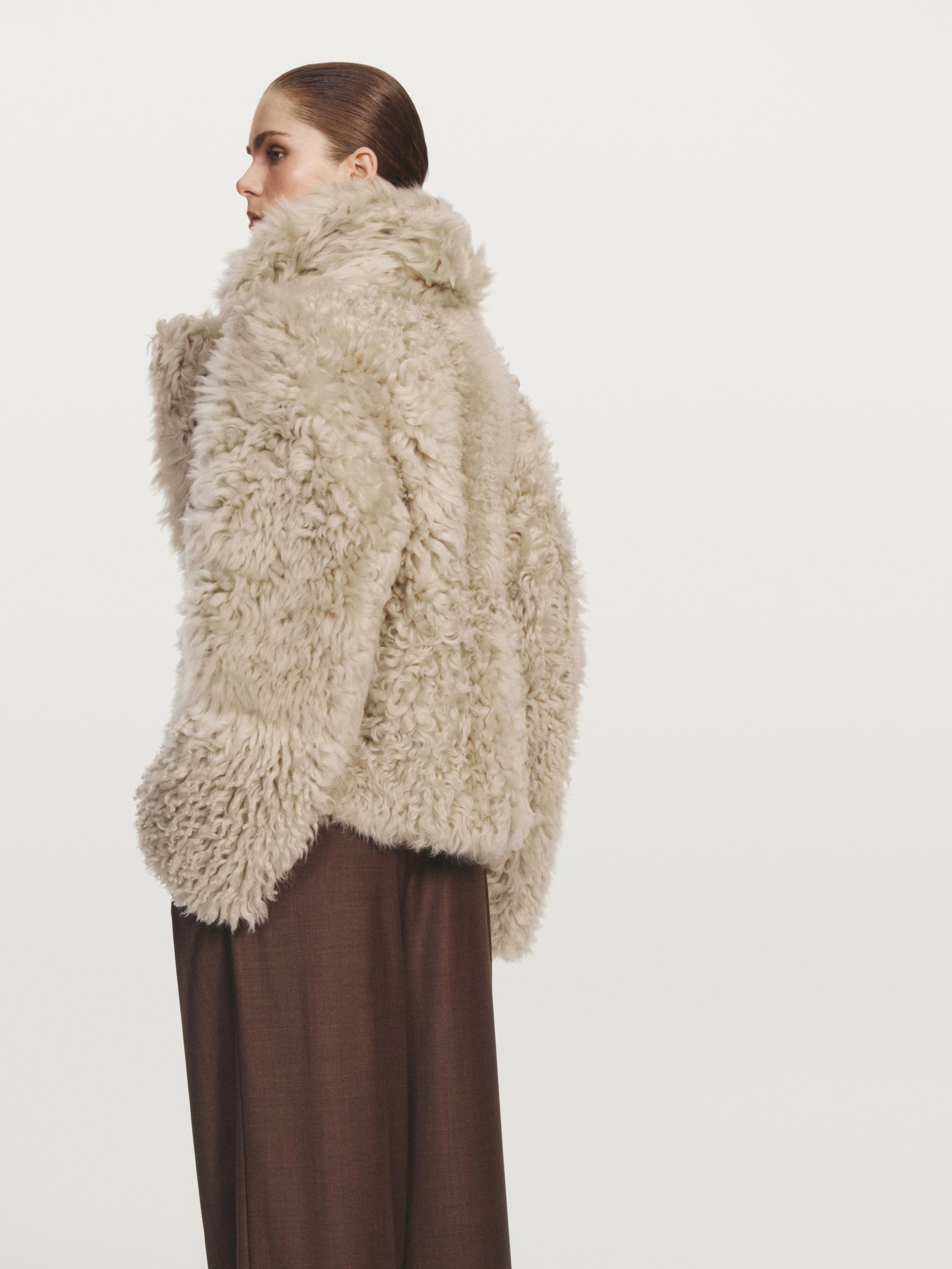 Short leather coat with fur - STUDIO — CREAM