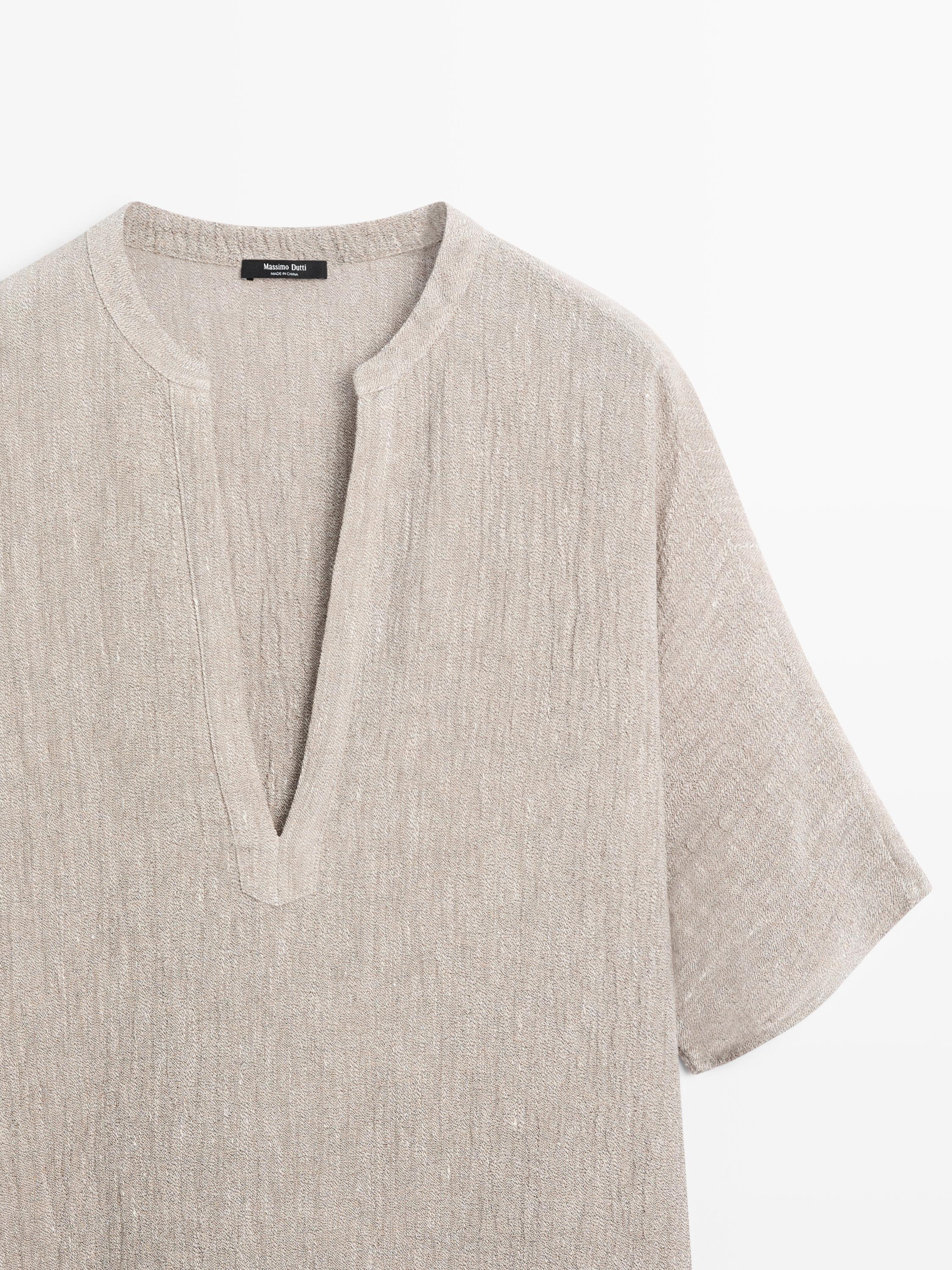 Waffle-knit linen blend kaftan dress — MINK