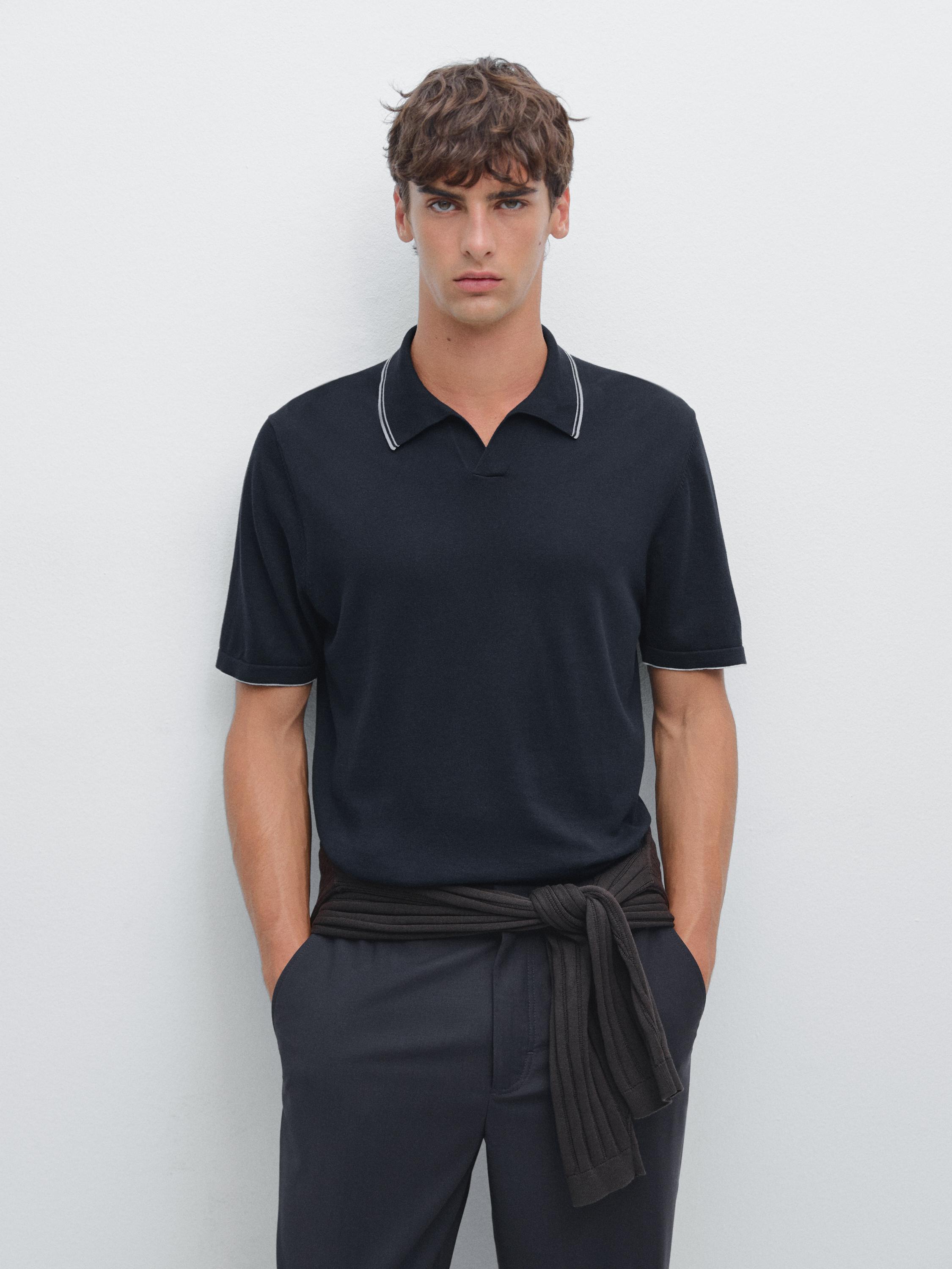 Polo punto cuello pico detalle color