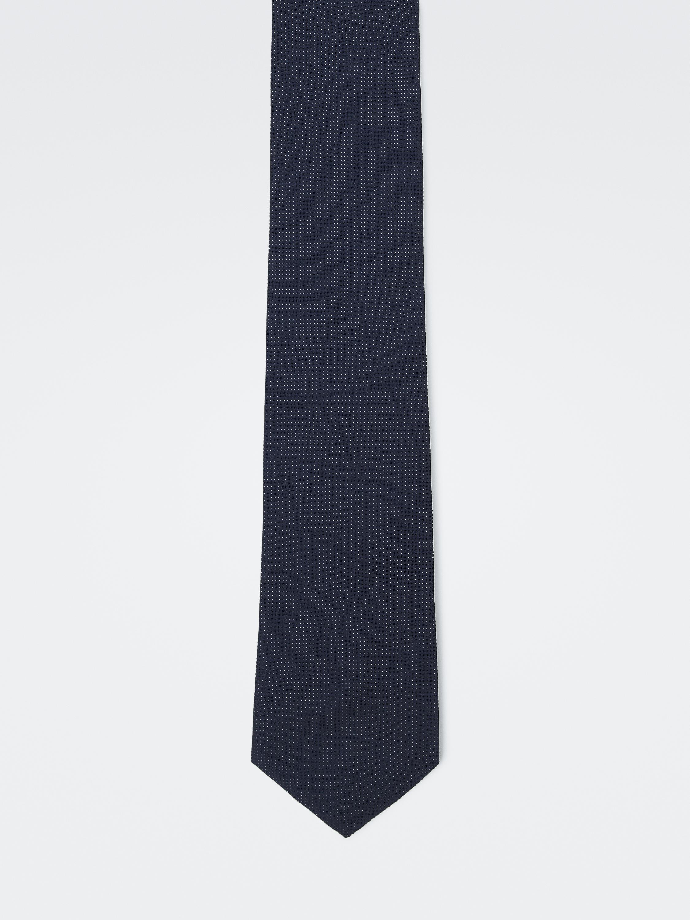 100% mulberry silk polka dot tie — NAVY BLUE