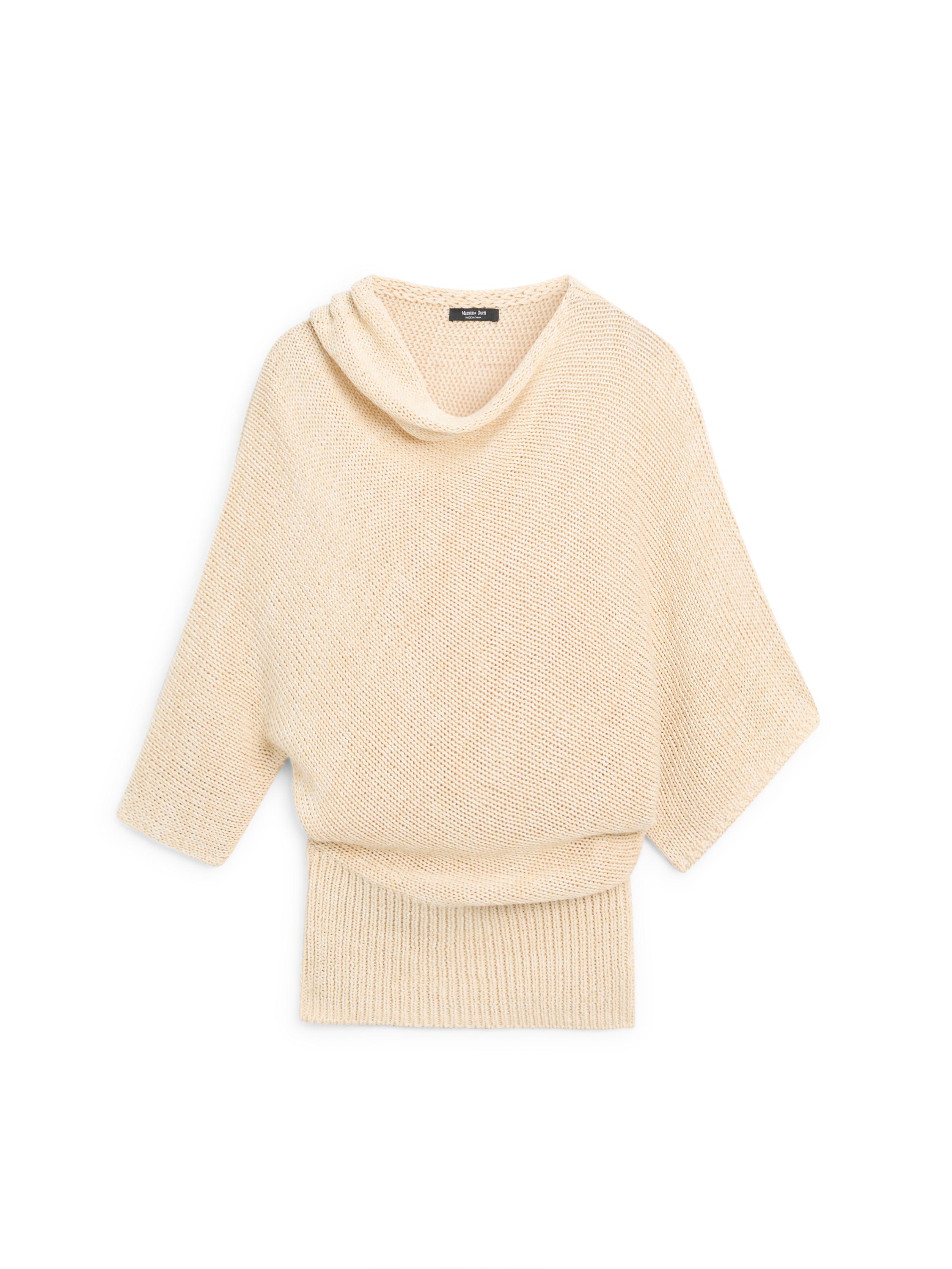 Oversize asymmetric cotton and linen sweater — Vanilla