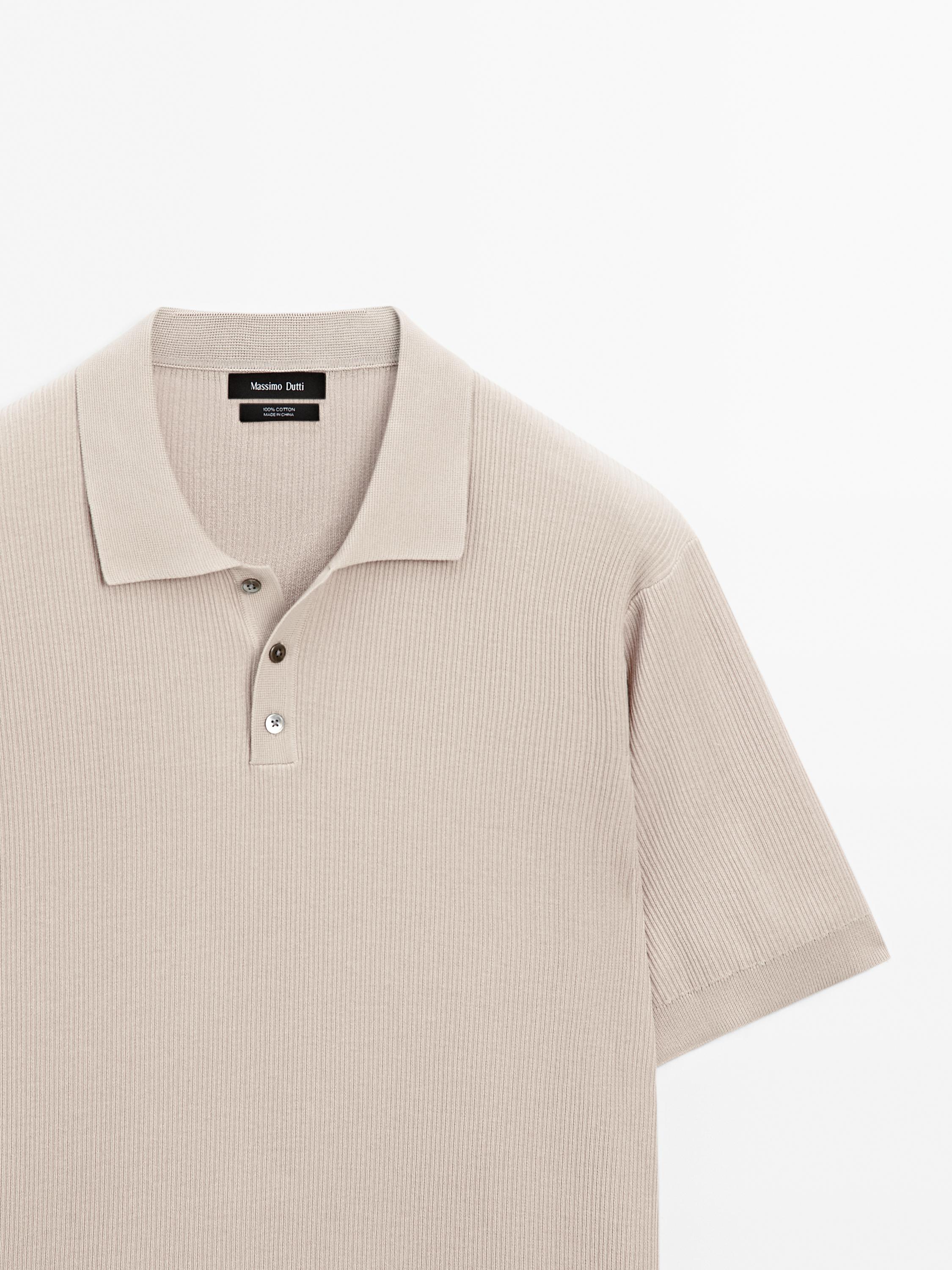 100% cotton ribbed knit polo shirt