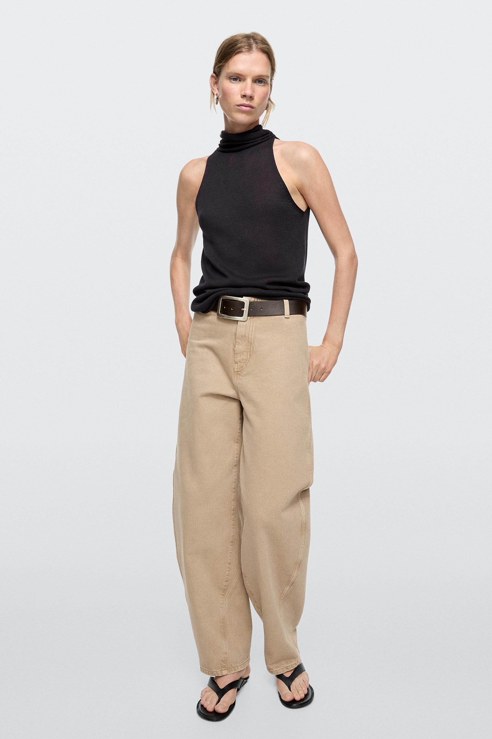 Barrel fit jeans with waist detail - LIMITED EDITION — STONE
