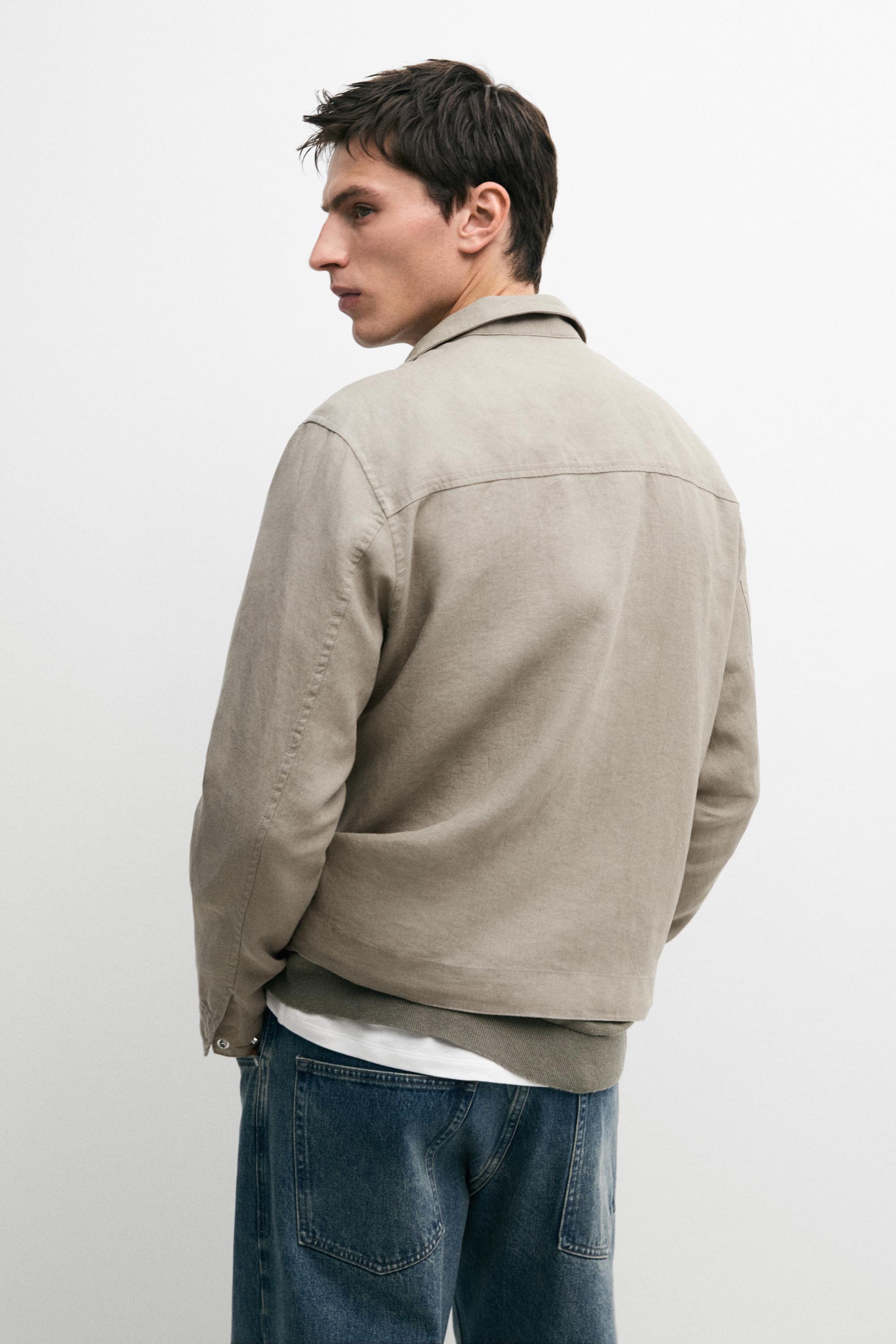 Linen bomber jacket — BEIGE