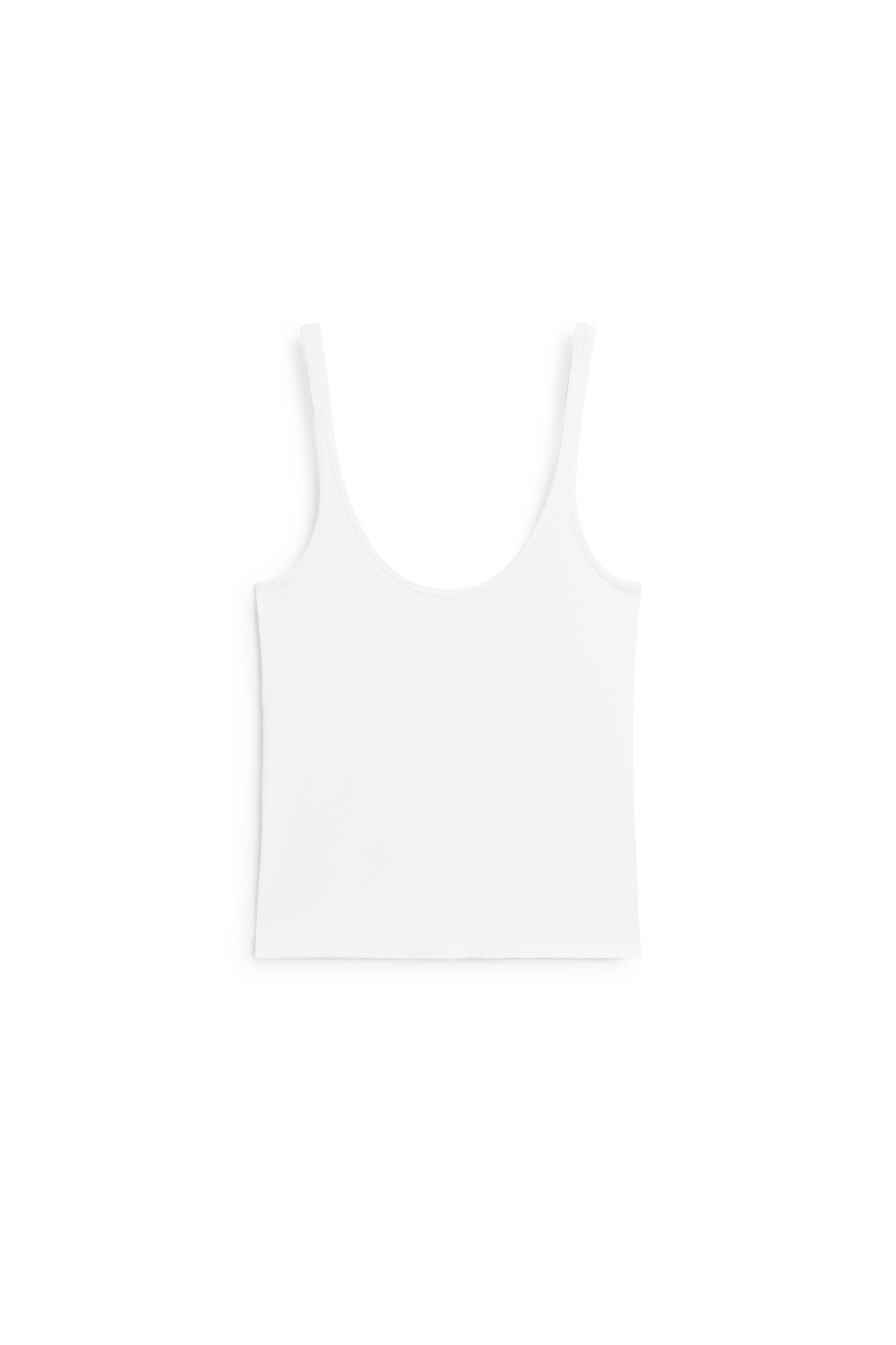 Strappy cotton blend top — WHITE