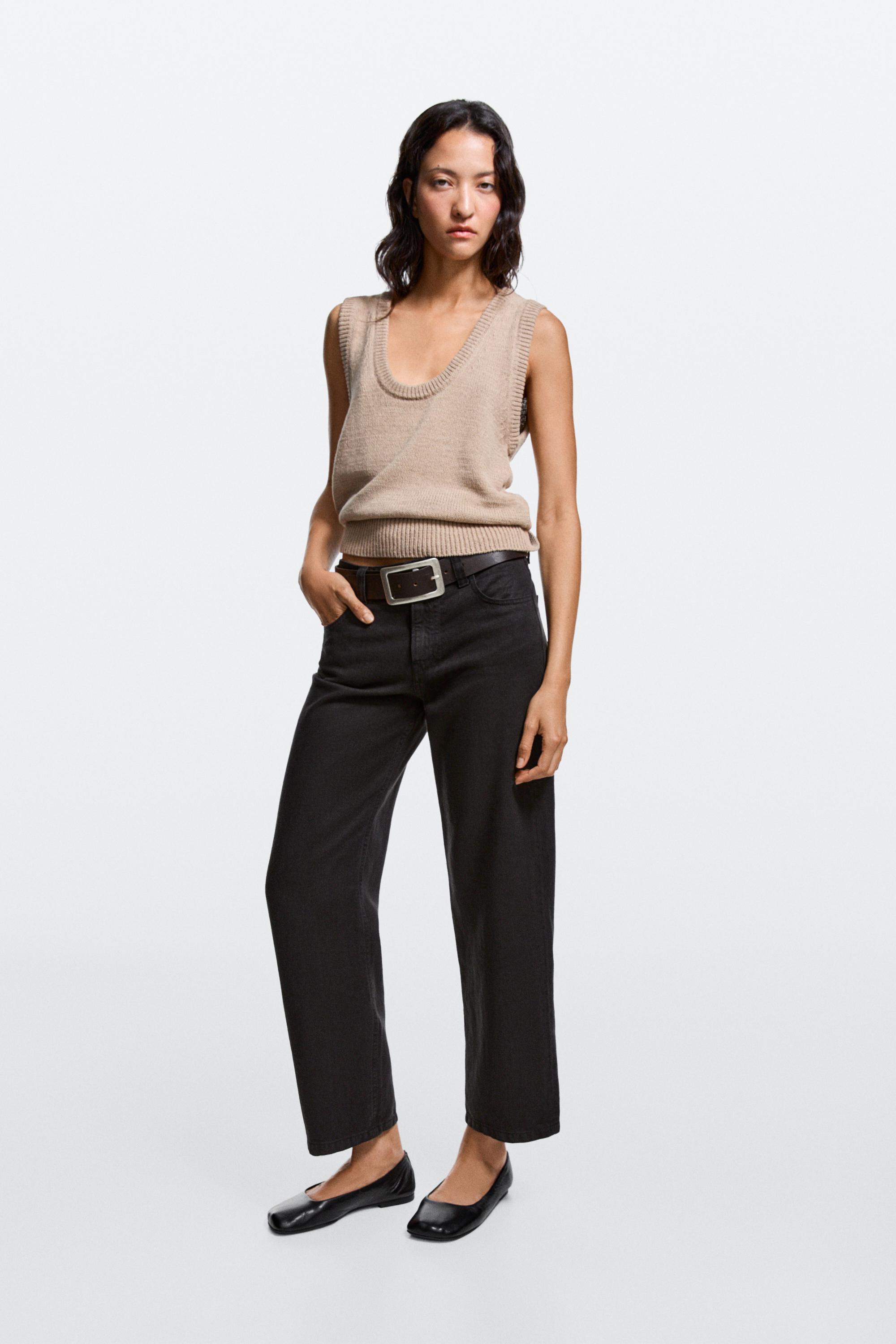 Verkürzte Straight-Fit-Jeans mit tiefem Bund