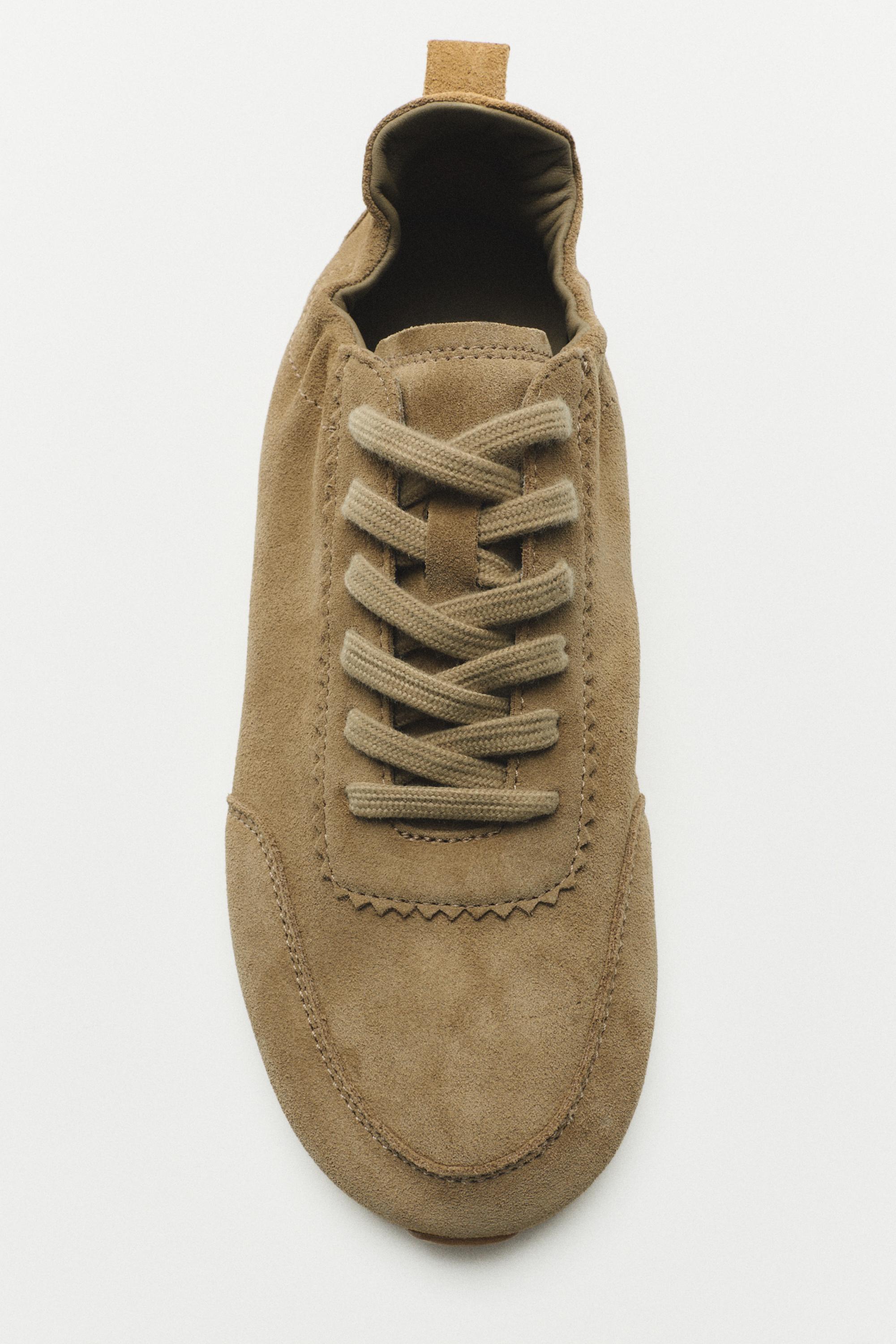 Soft leather trainers — CAMEL