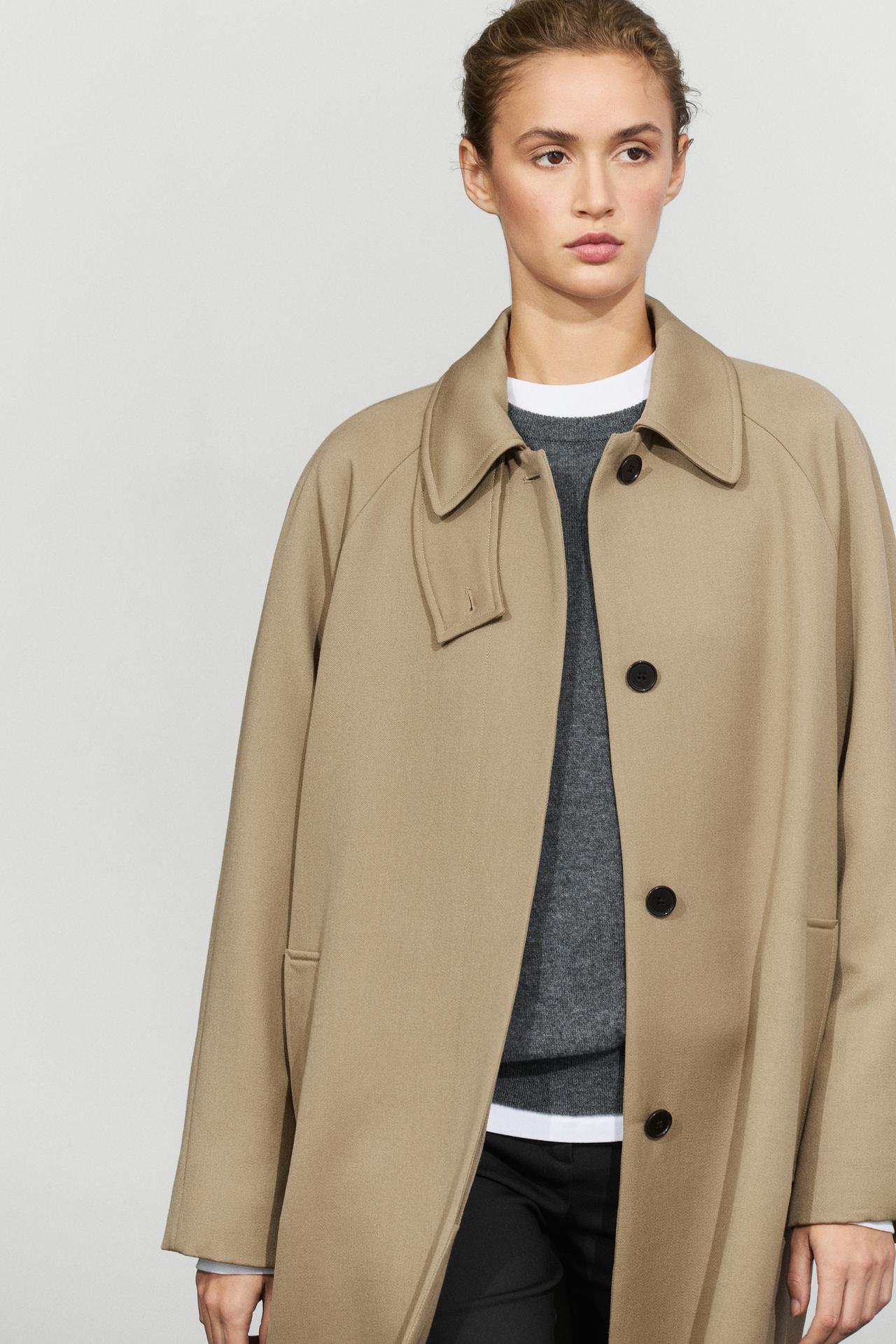 100% wool raglan sleeve coat — BEIGE