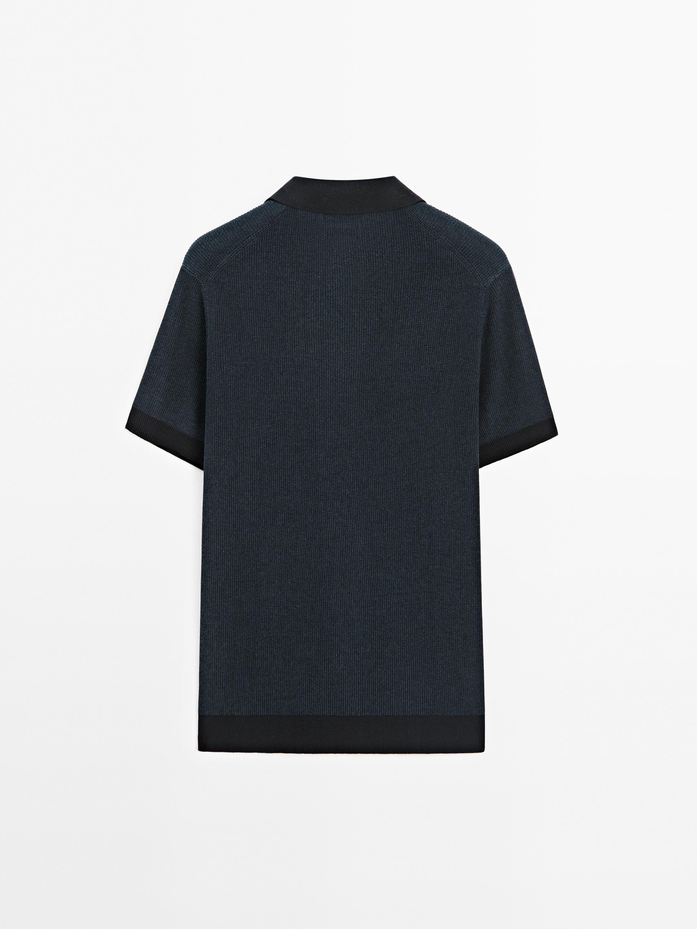 100% cotton contrast polo sweater
