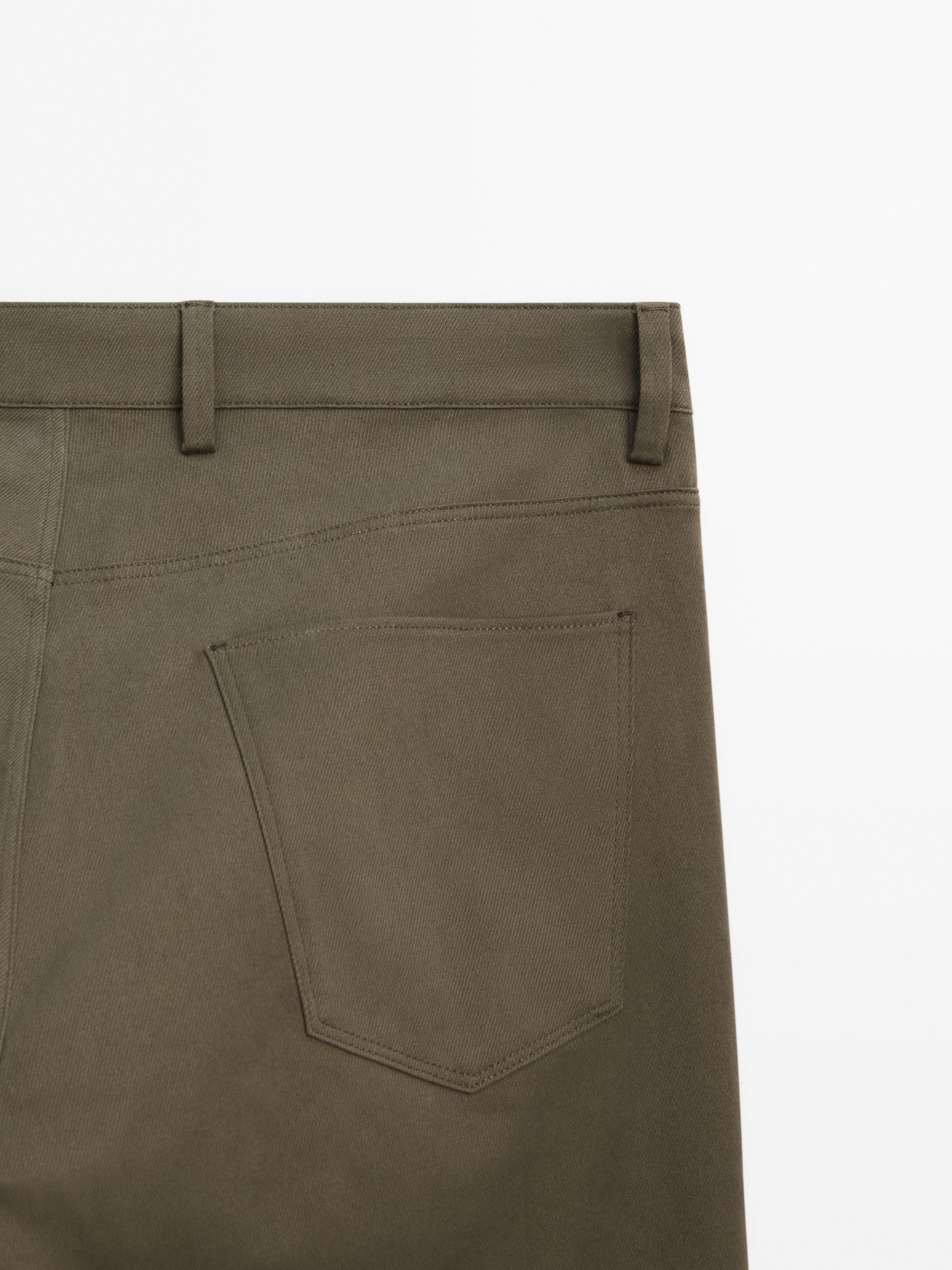 Cotton blend slim fit trousers