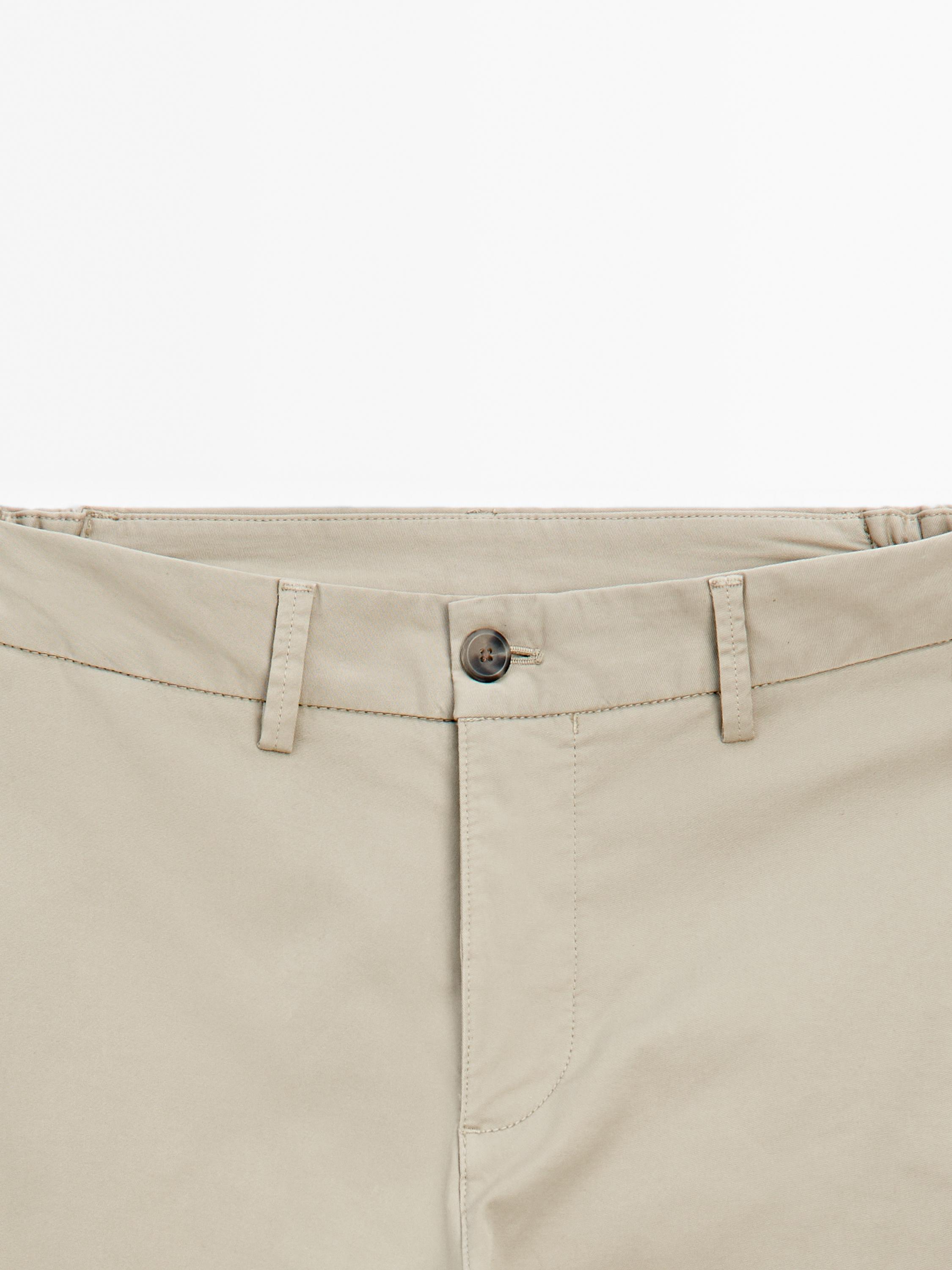 Cotton blend slim fit trousers