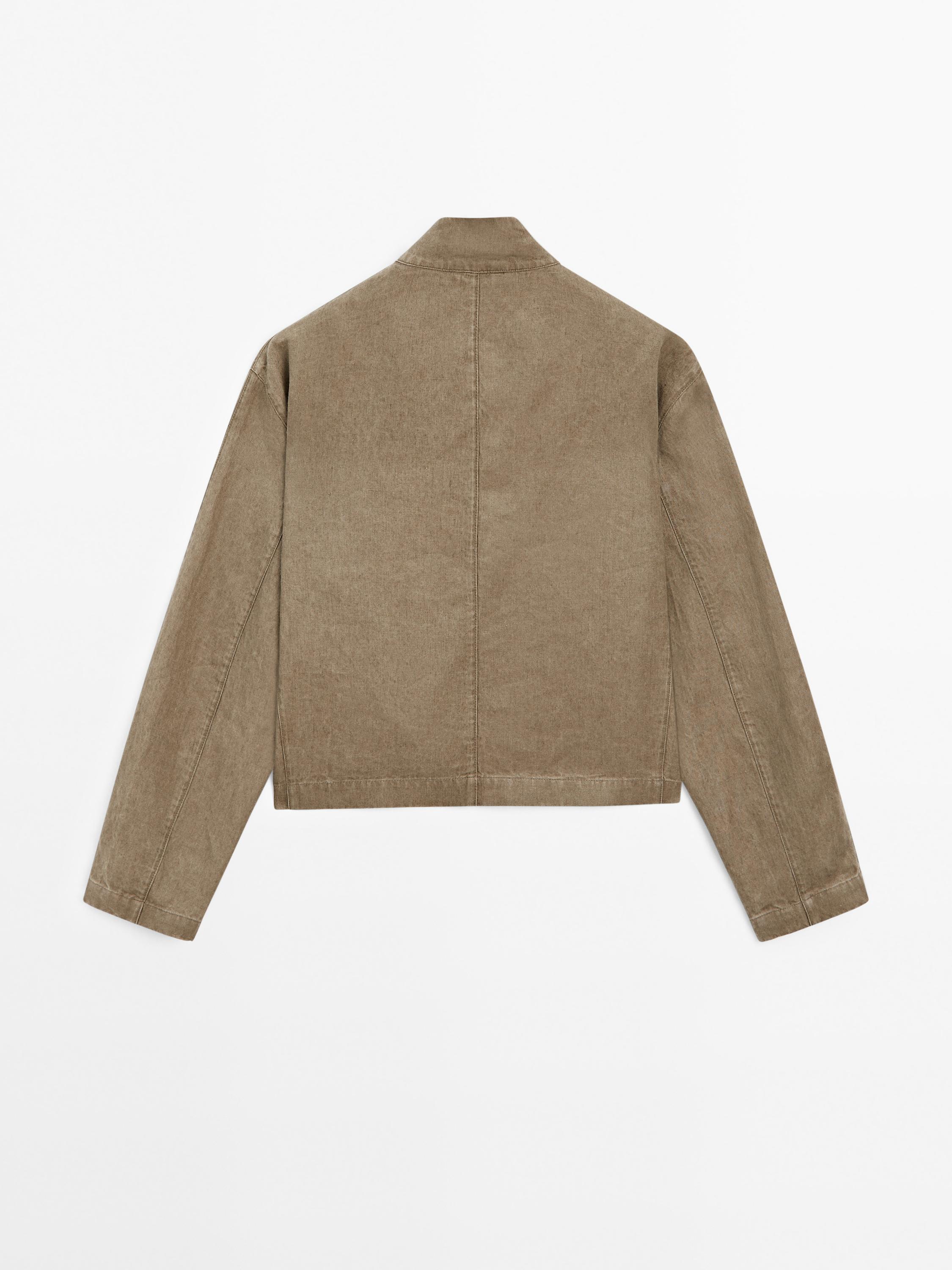 100% linen crossover bomber jacket