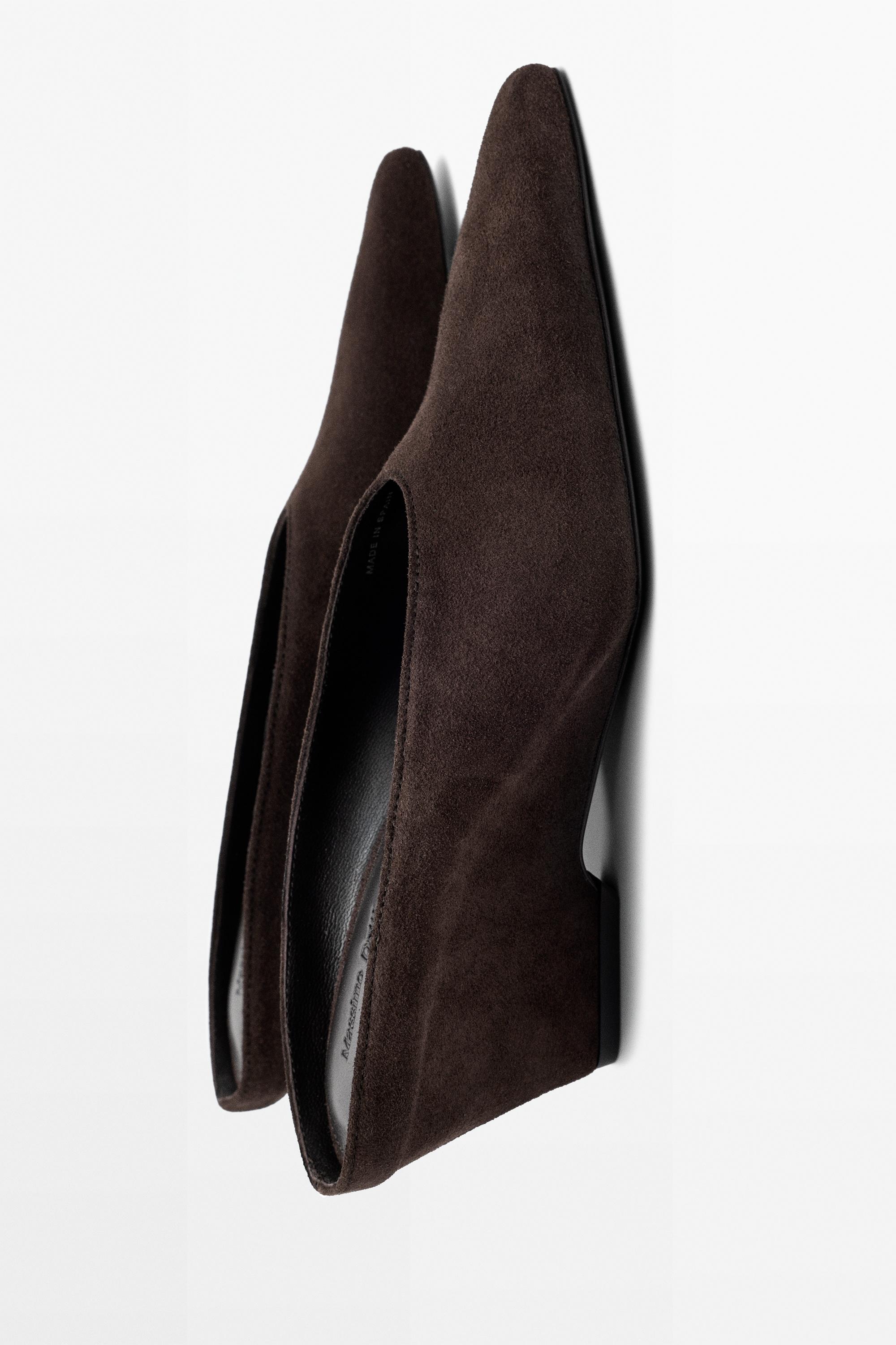 Leather slingback heel shoe — BROWN