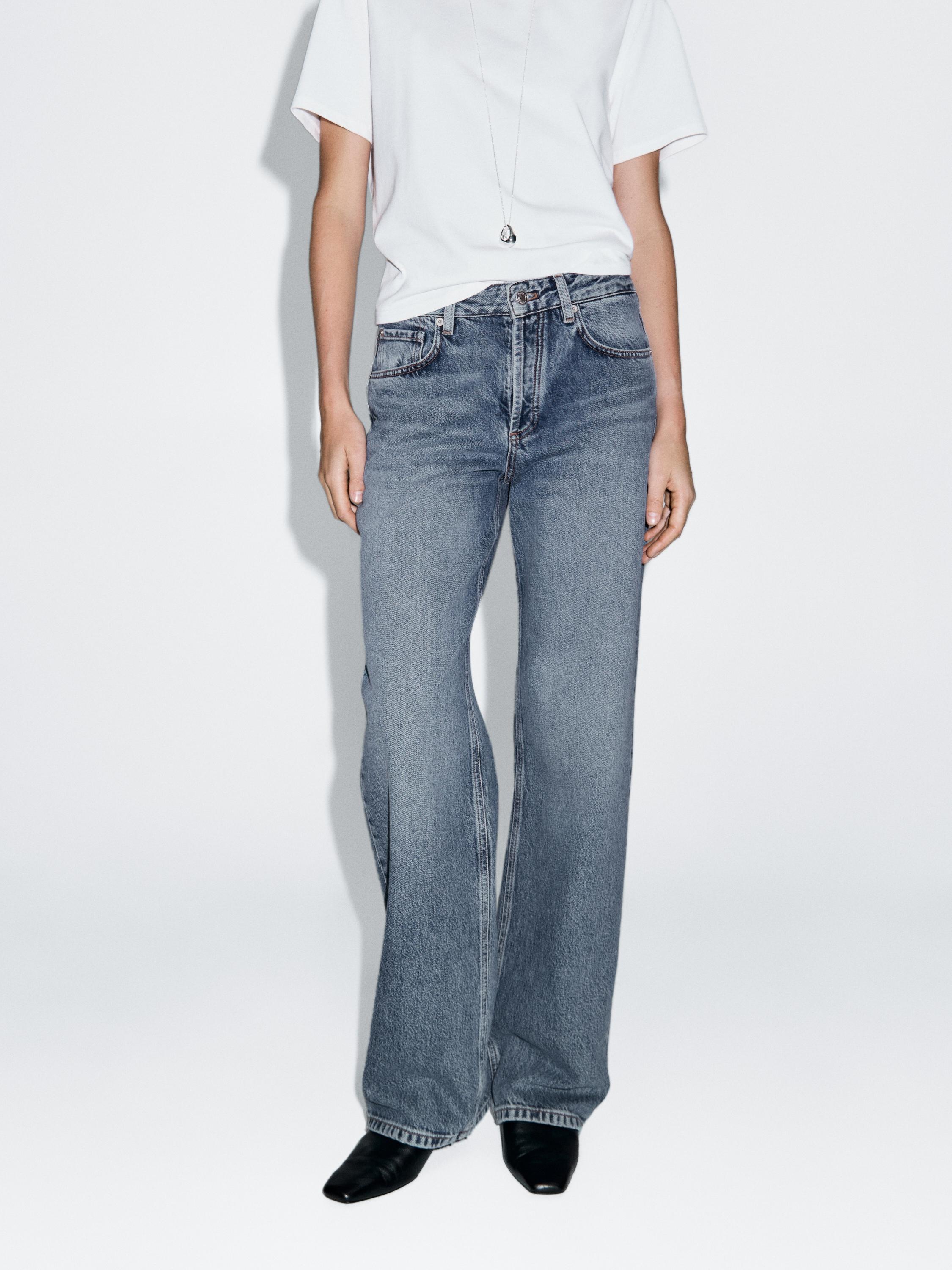 Jeans wide leg tiro medio