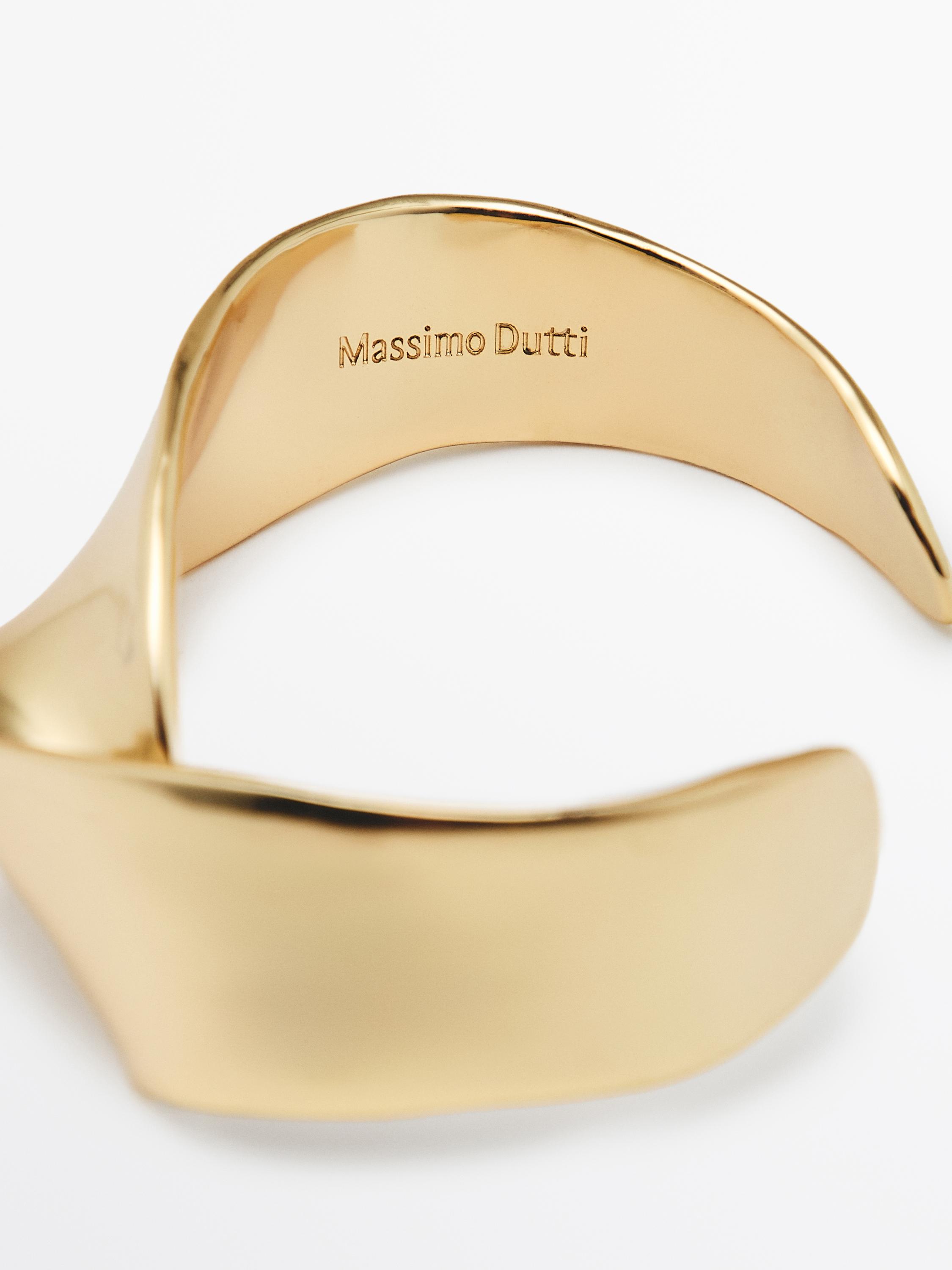 Wide textured bracelet · Golden, Silver · Jewelry | Massimo Dutti