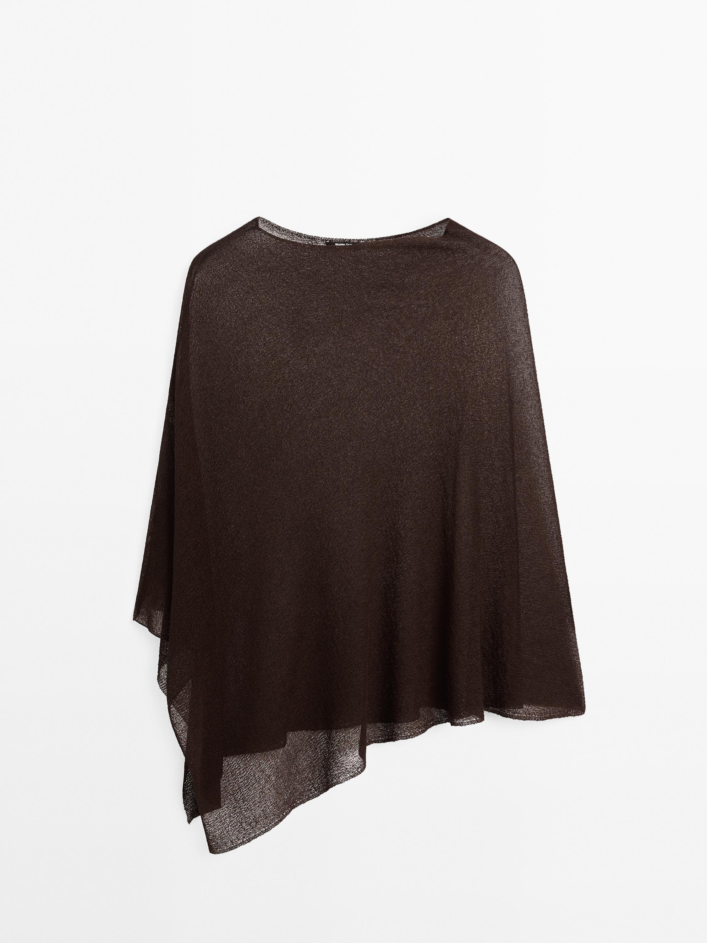 Asymmetric knit cape