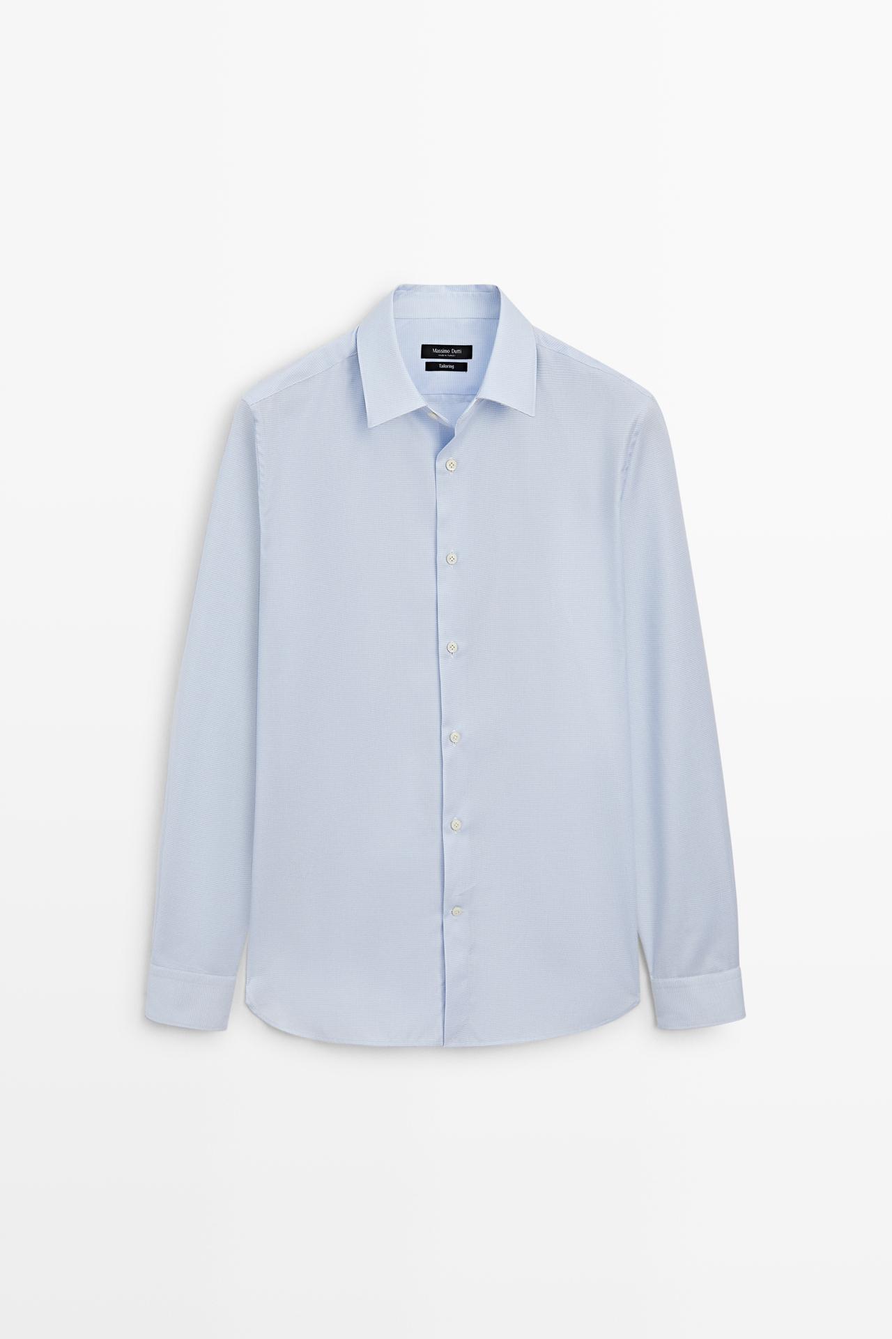 Slim fit micro-check tailored fit shirt — SKY BLUE