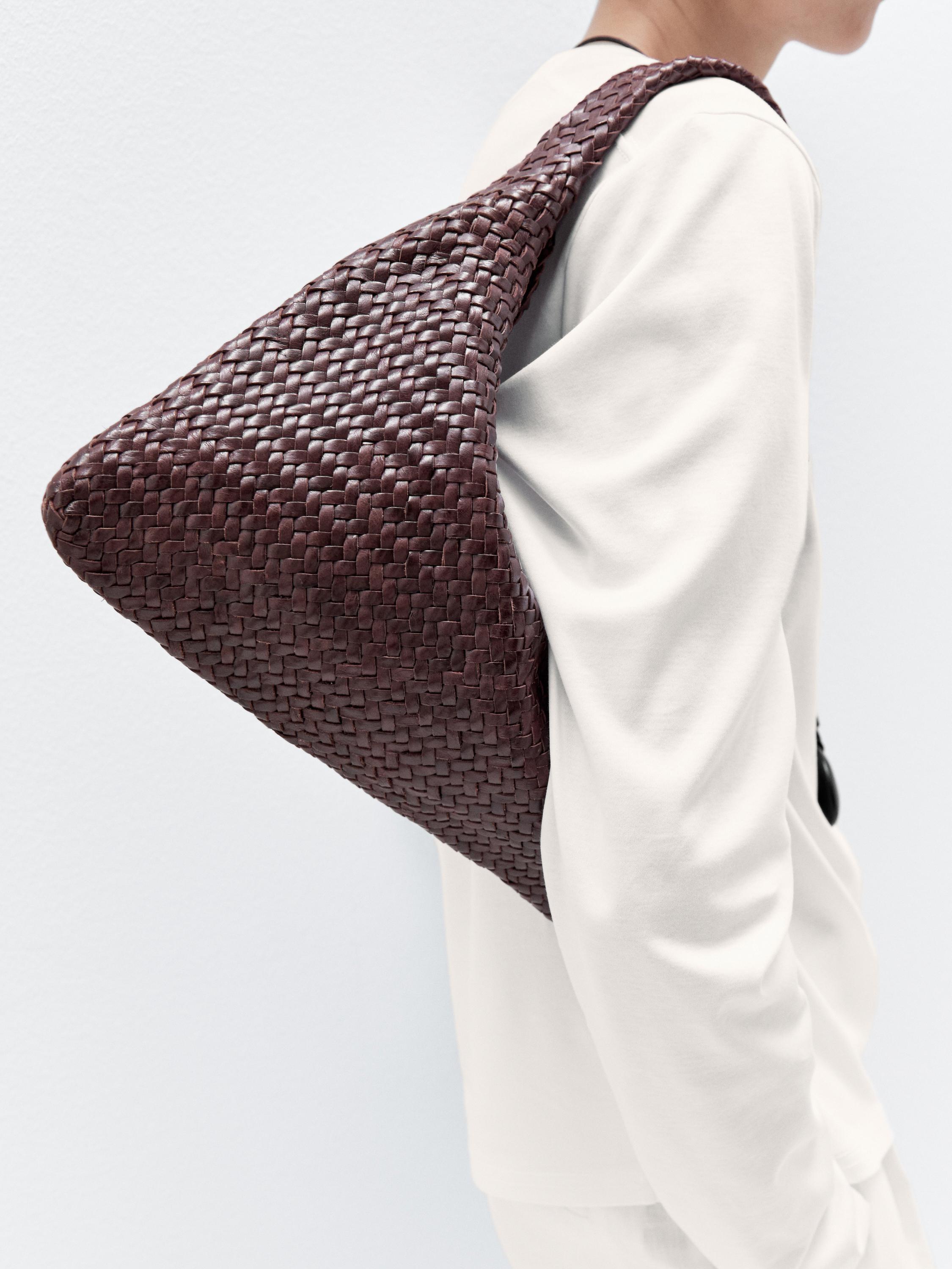 Braided nappa leather shopper bag
