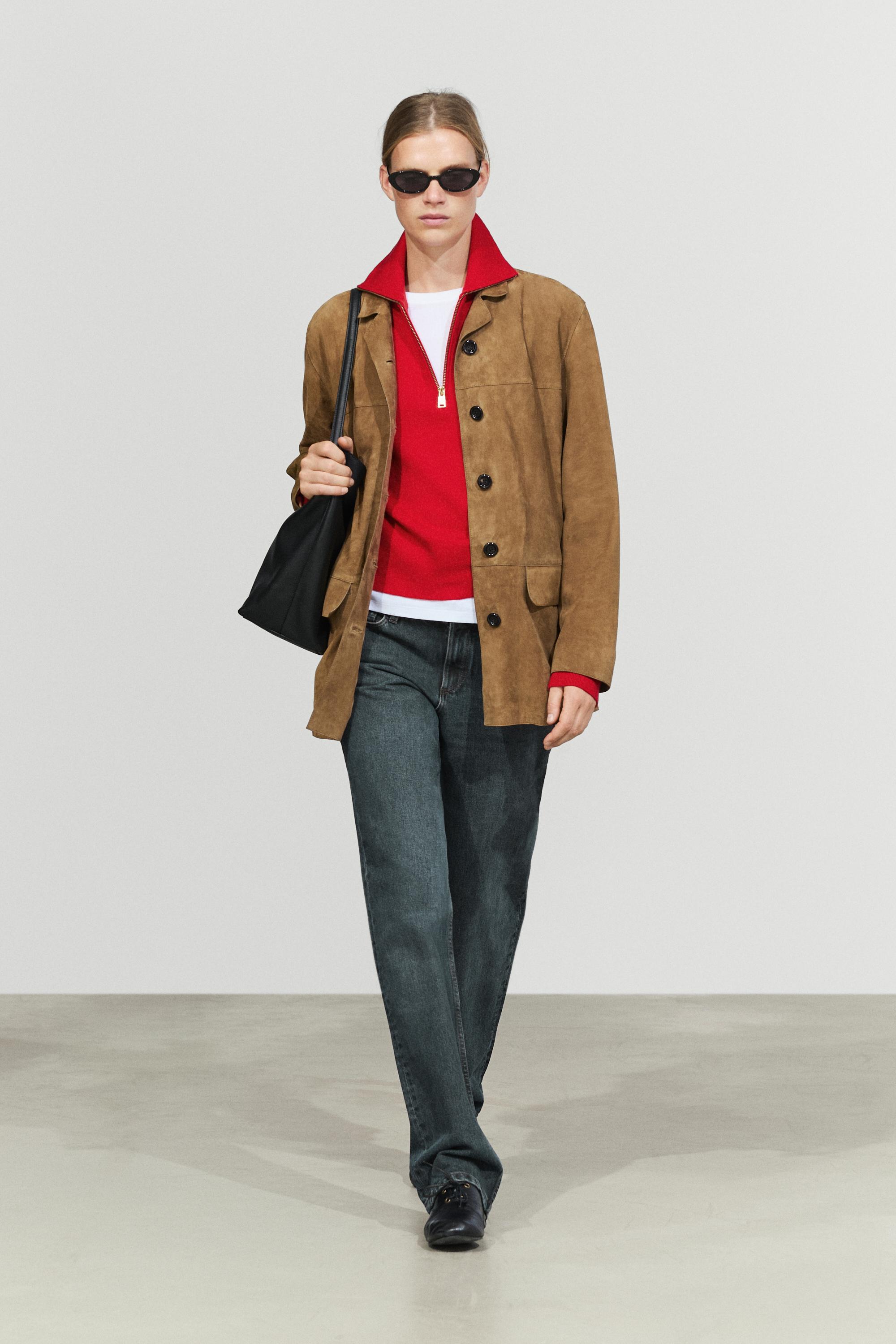Suede lapel blazer — SAND