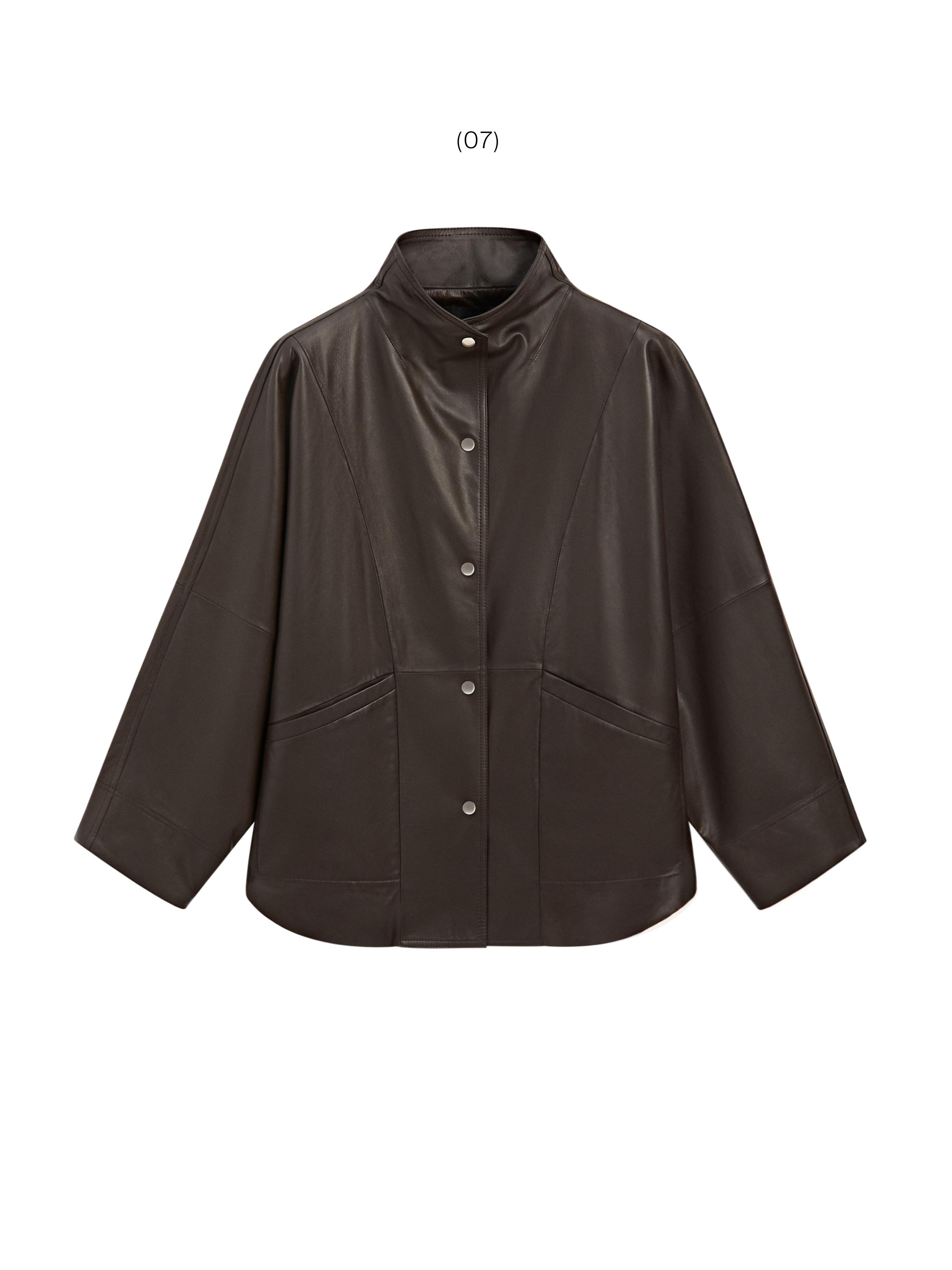 Nappa leather cape jacket — BROWN