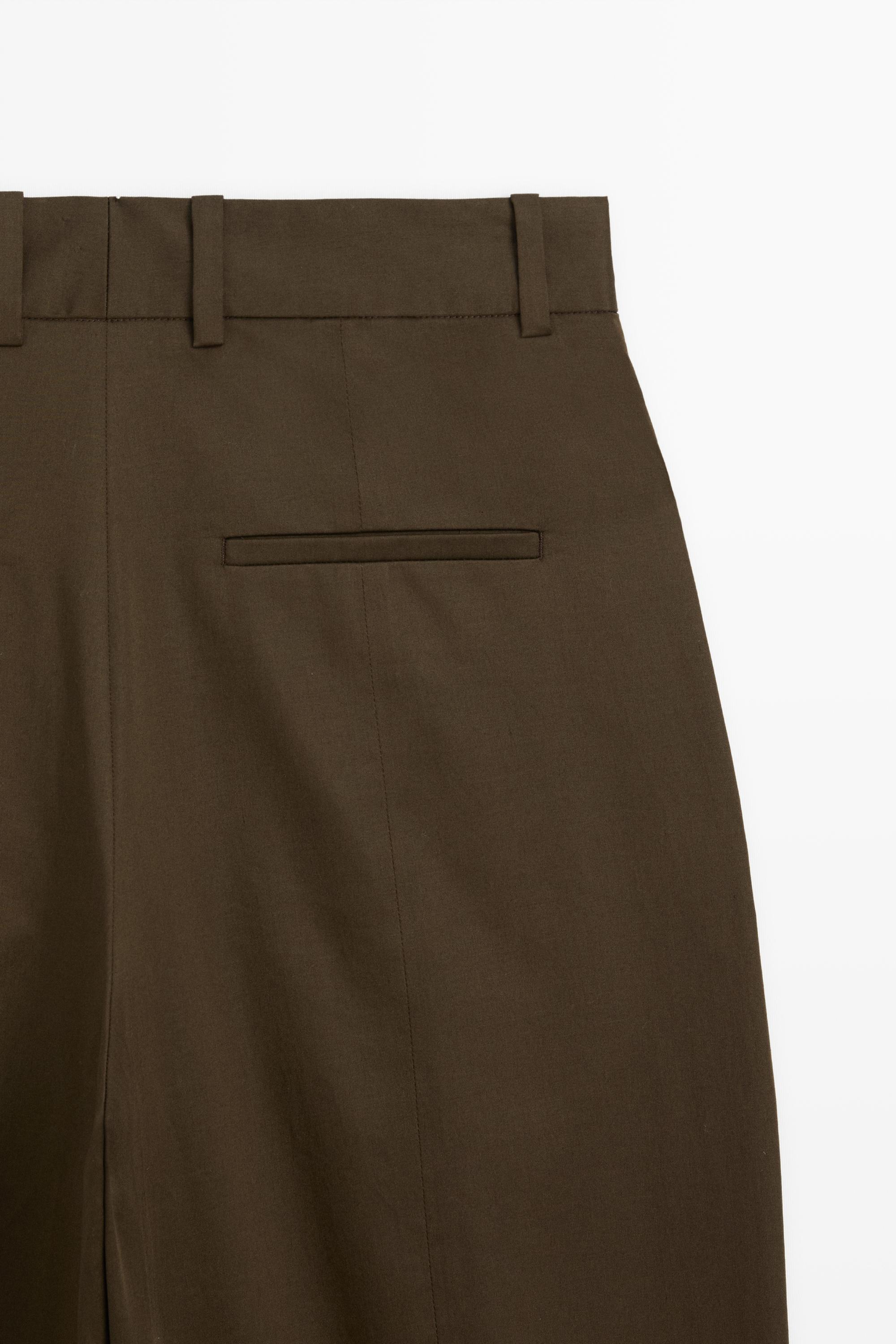 Pants with button-tab hem detail — MOLE BROWN