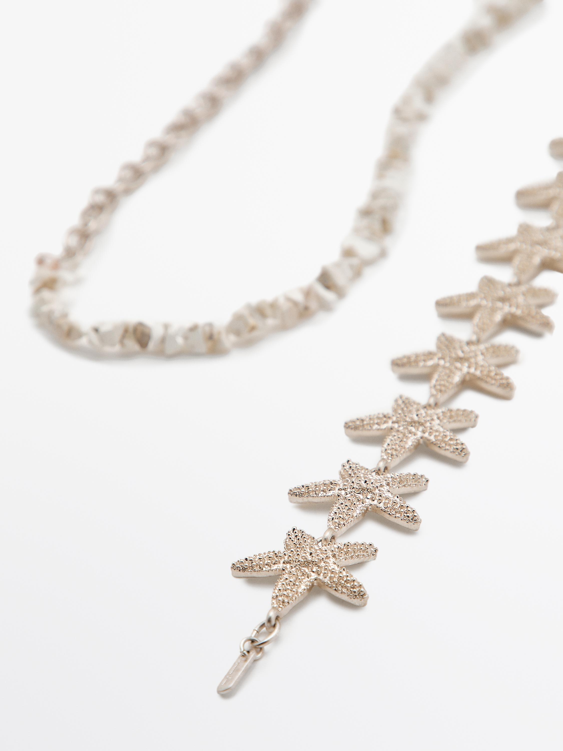 Chain belt with star rhinestones