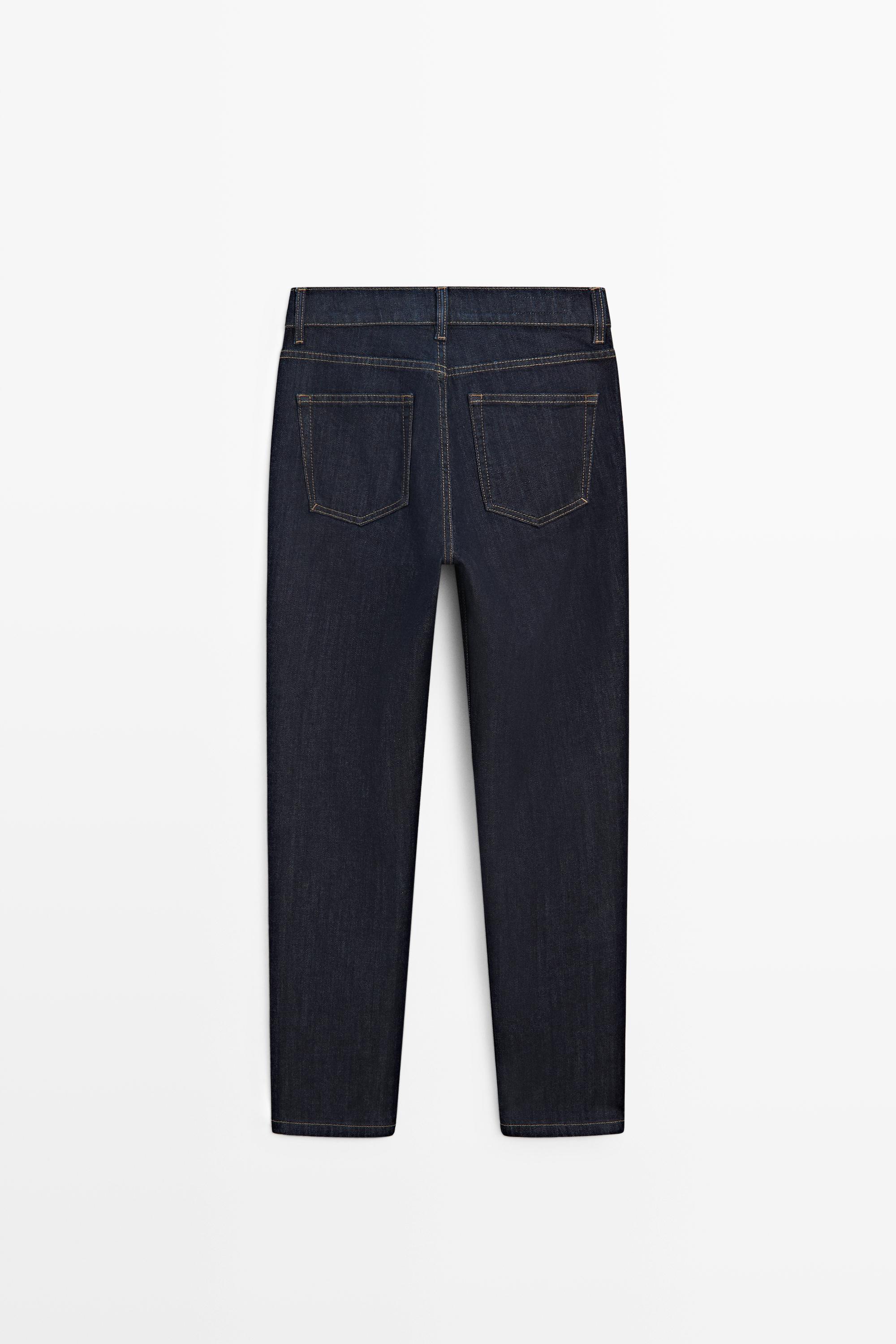 Mid-waist slim fit cropped jeans — DARK BLUE