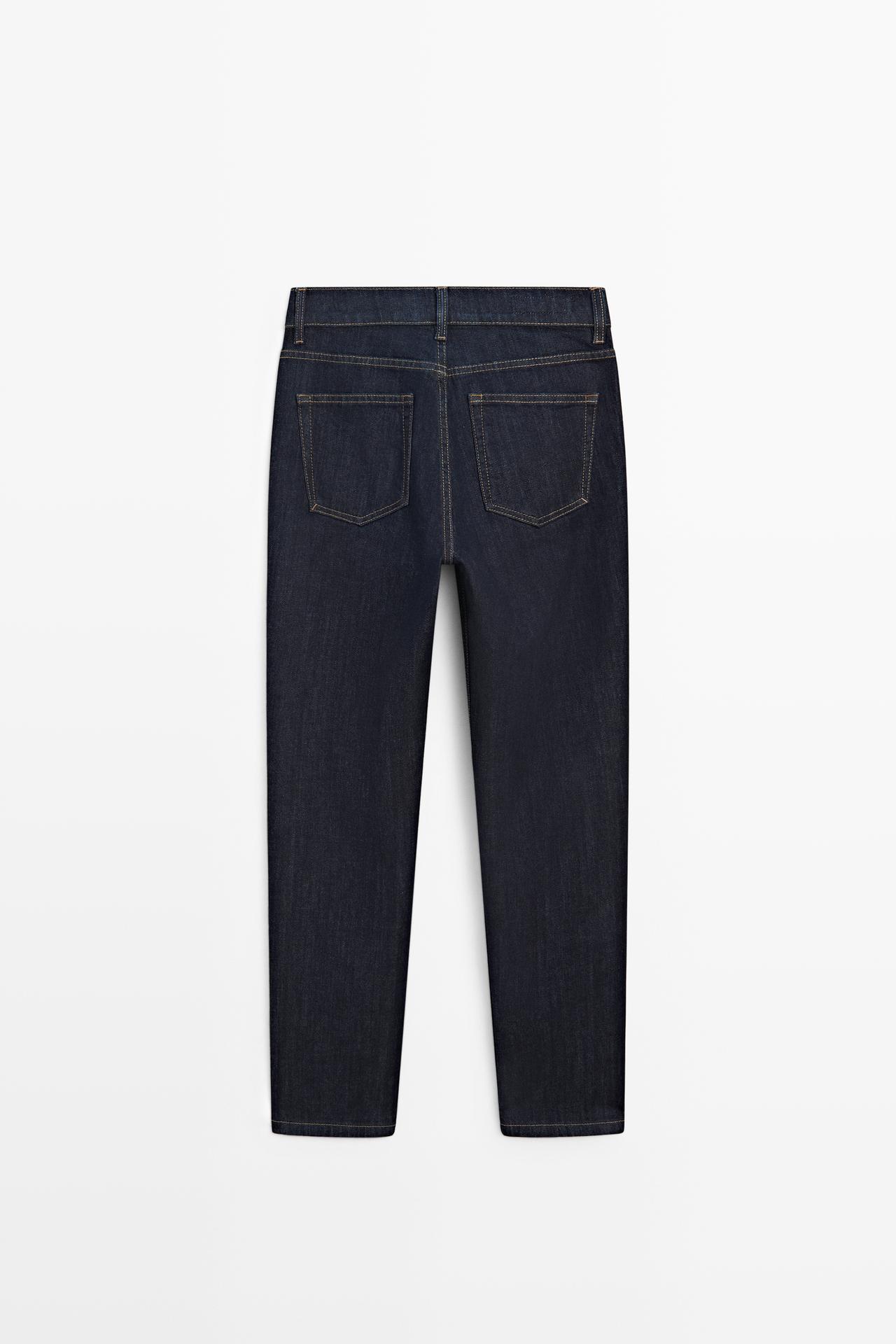Mid-waist slim fit cropped jeans — DARK BLUE