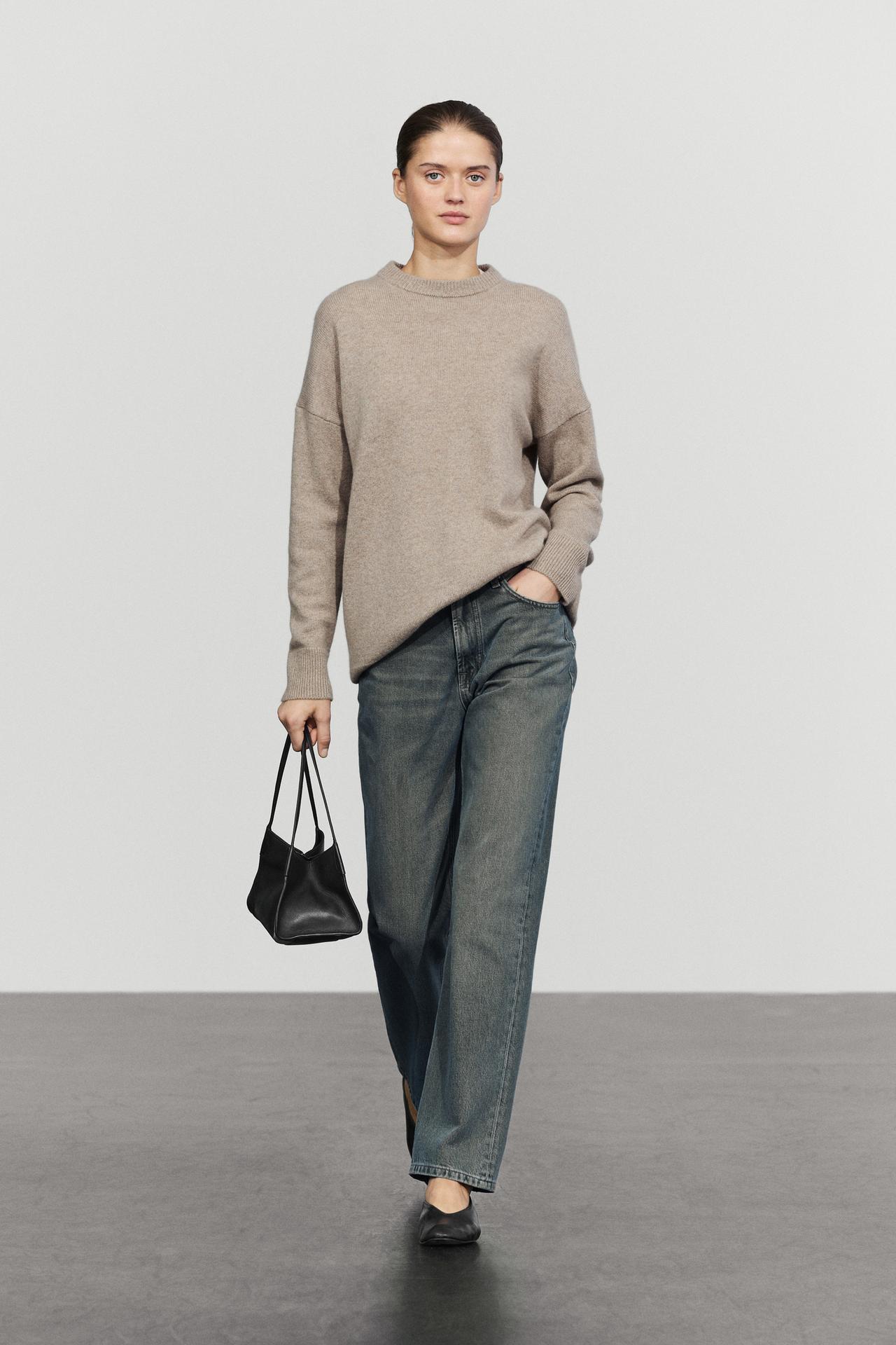 100% cashmere oversize knit sweater — MOLE BROWN
