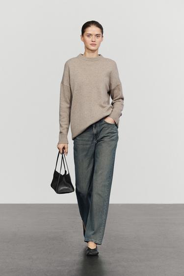 100% cashmere oversize knit sweater — MOLE BROWN 1