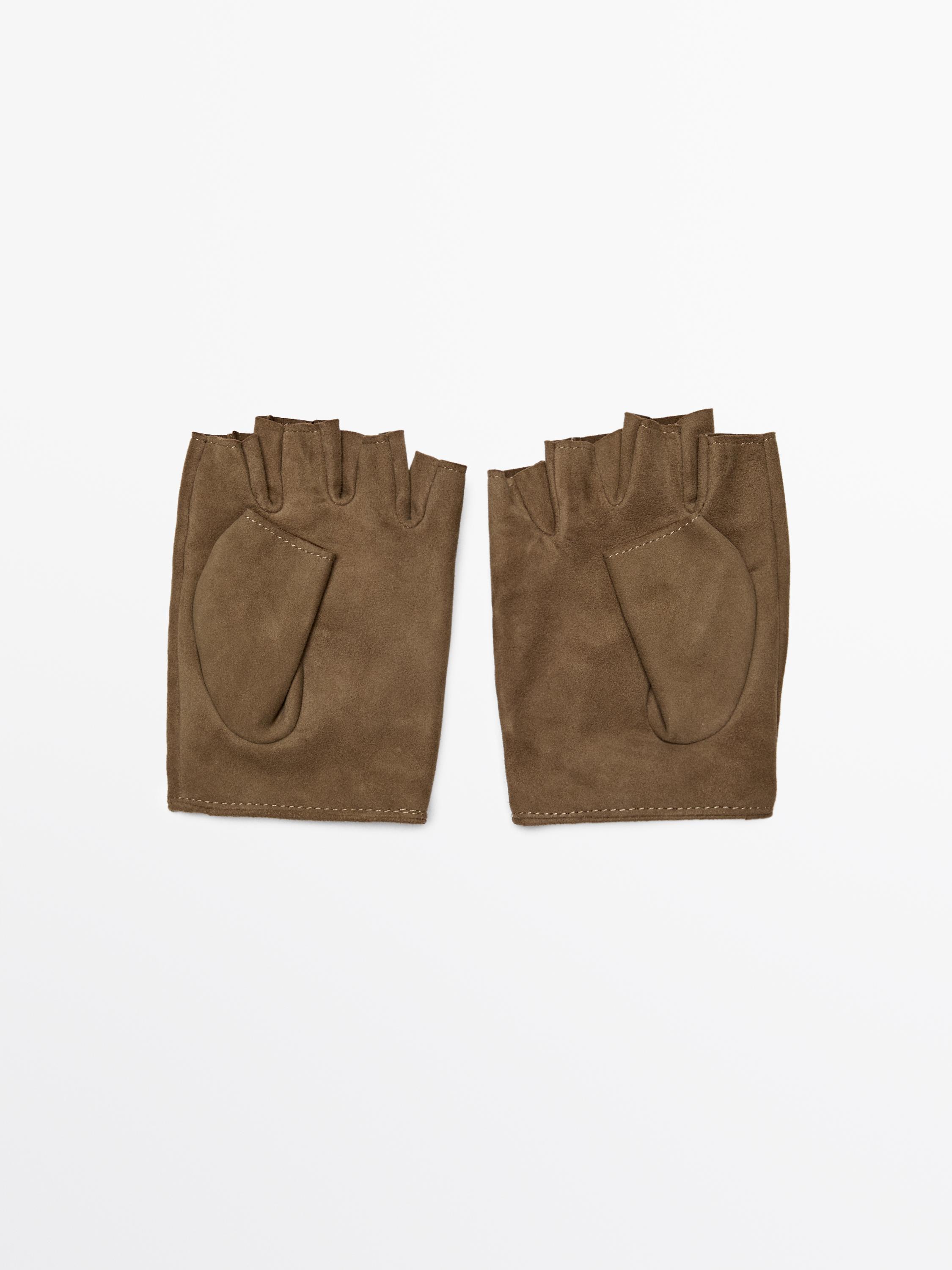 قفاز بلا أصابع شامواه من جلد الماعز 100%