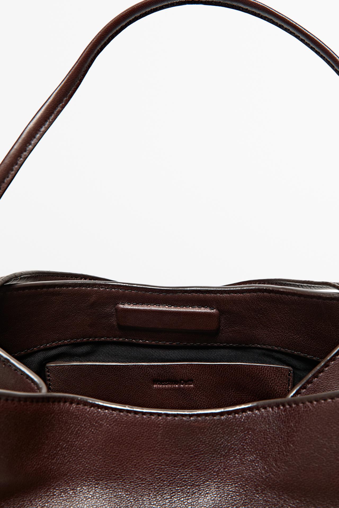 Mini nappa leather satchel — BURGUNDY