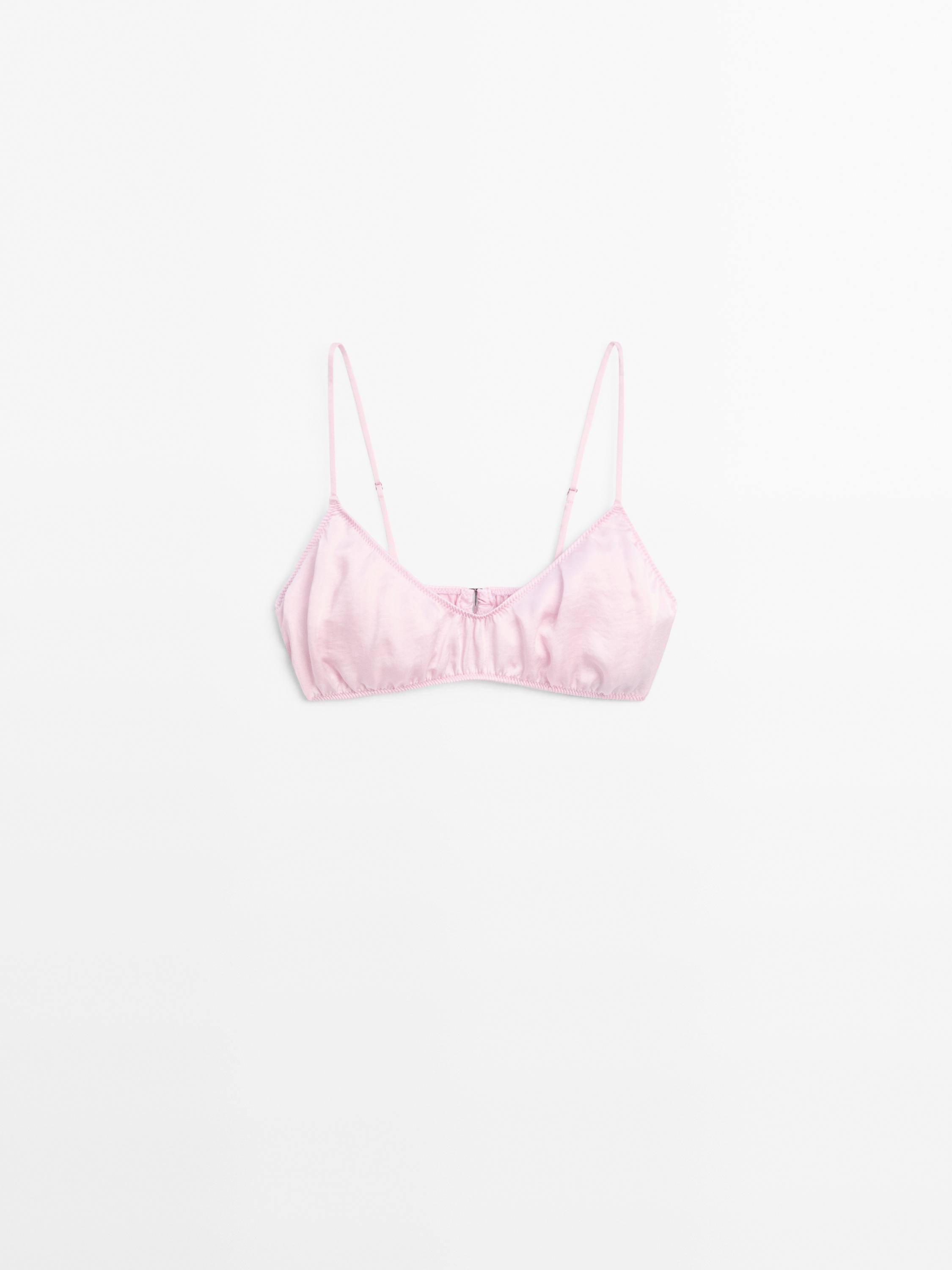 Gathered satin triangle bra - STUDIO